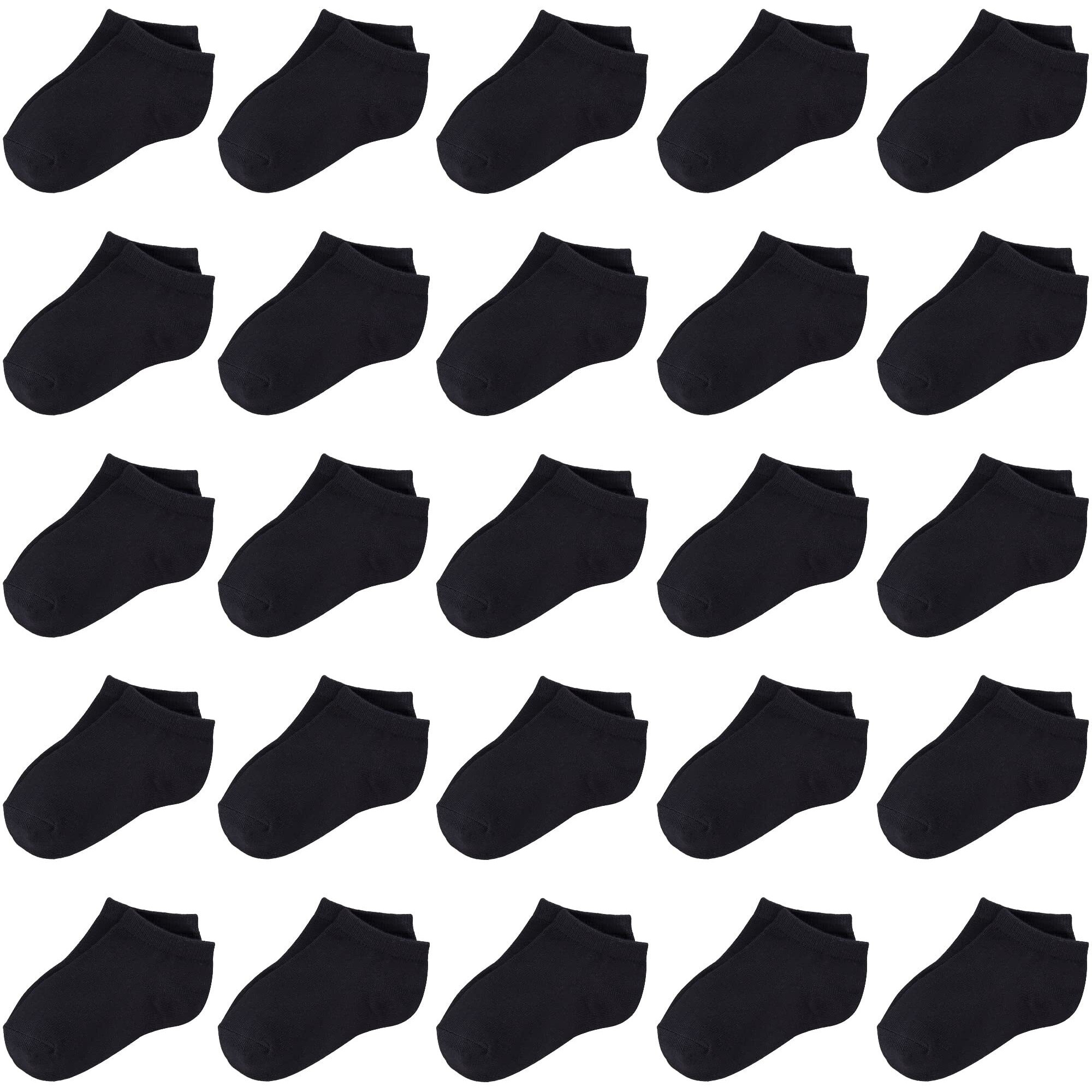 Duufin 25 Pairs Toddler Ankle Socks Low Cut Kids Half Cushion Toddler Socks Black Low Rise Ankle Socks For Toddler Boys And Girls (0-12M)