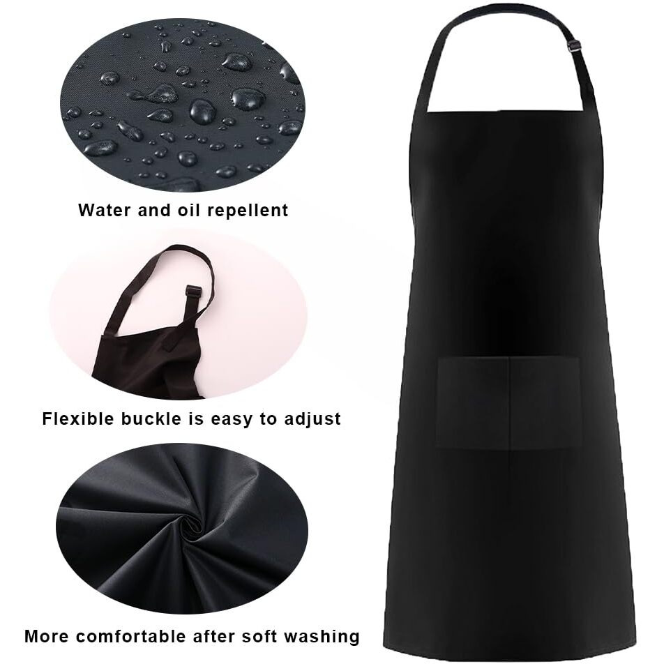 Ured 1Pcs Black Apron For Women