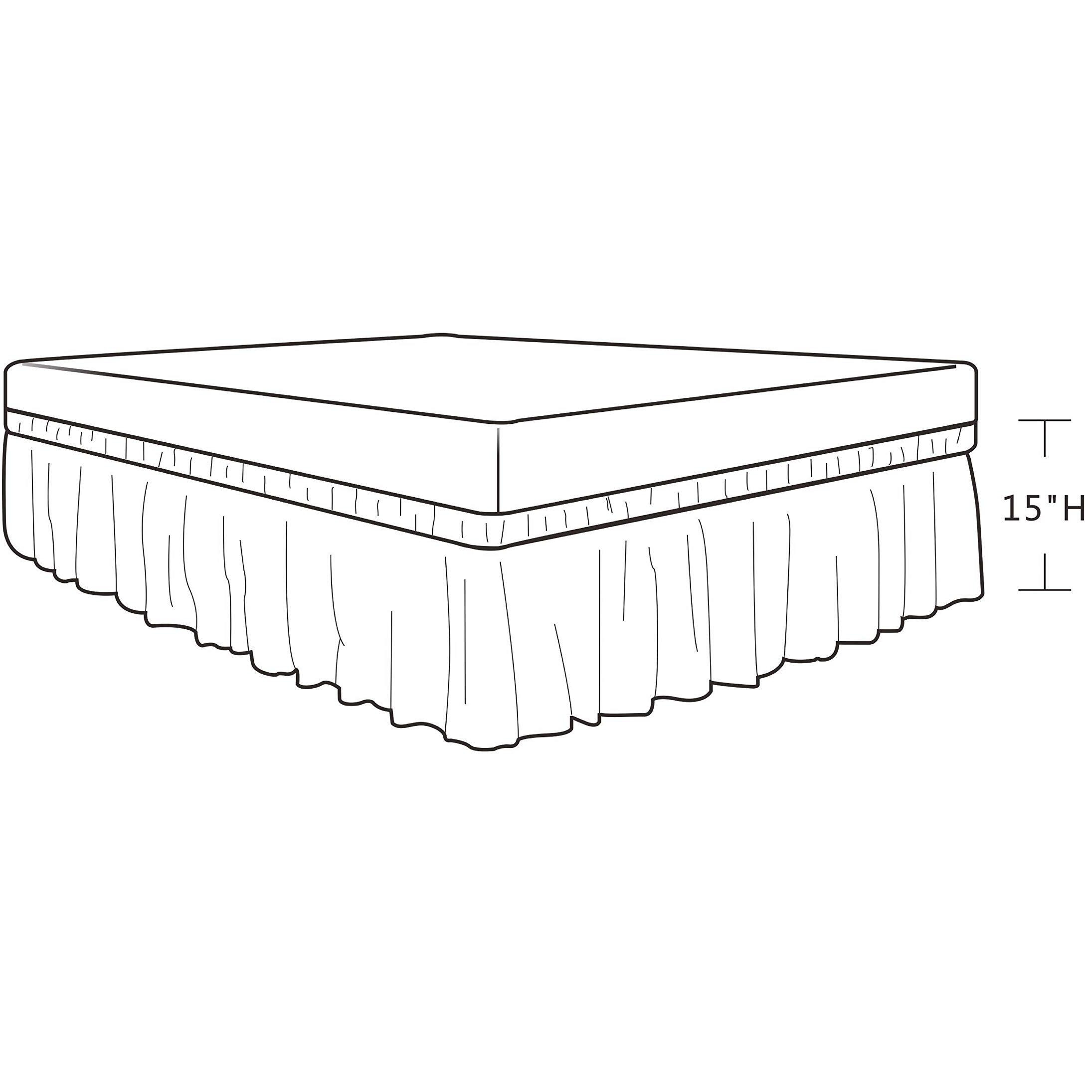 Biscaynebay Wrap Around Bed Skirts For Queen Beds 15"" Drop, White Adjustable Elastic Dust Ruffles Easy Fit Wrinkle & Fade Resistant Silky Luxurious Fabric Machine Washable