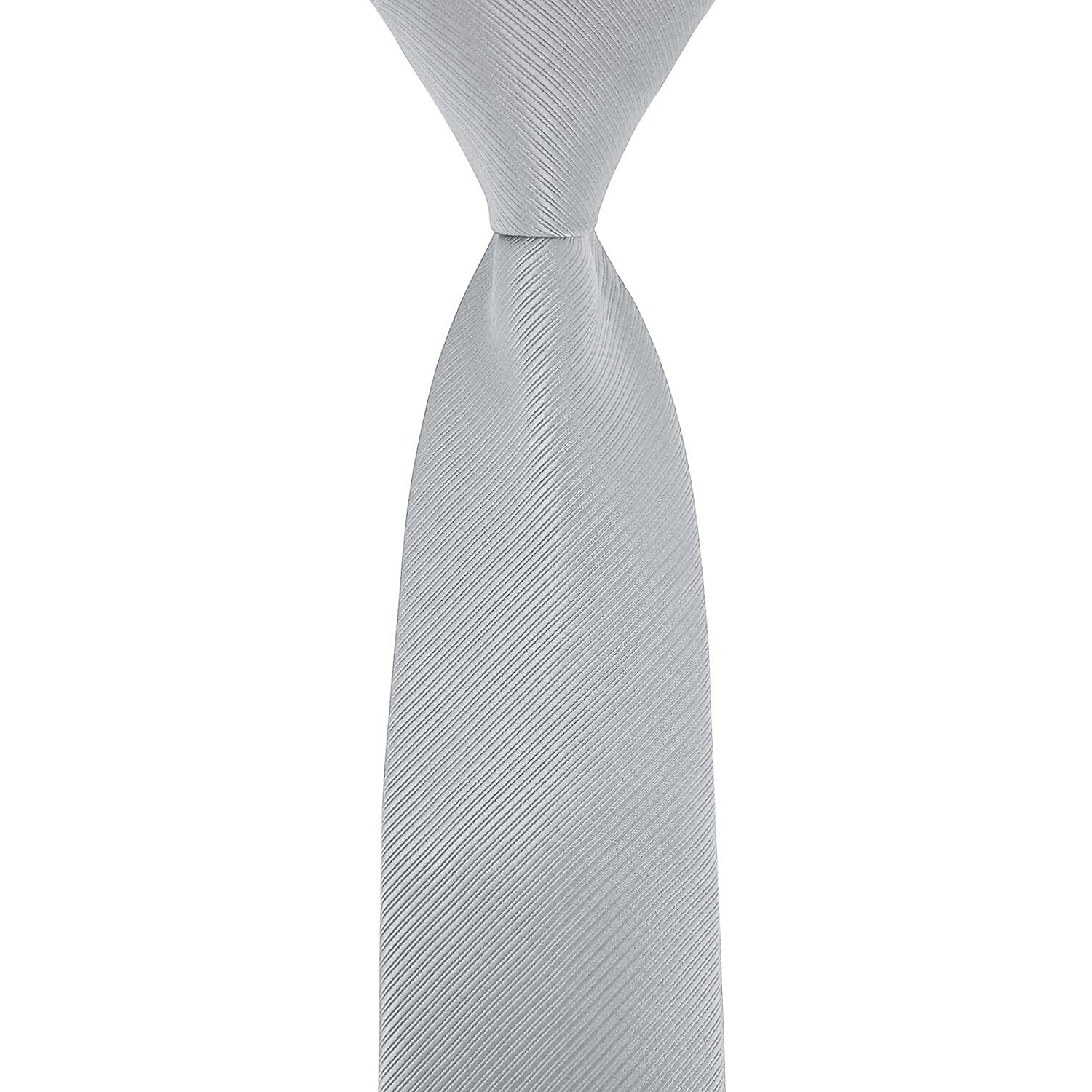 Kooelle Men's Ties Solid Pure Color Plain Formal Silver Grey Ties For Men