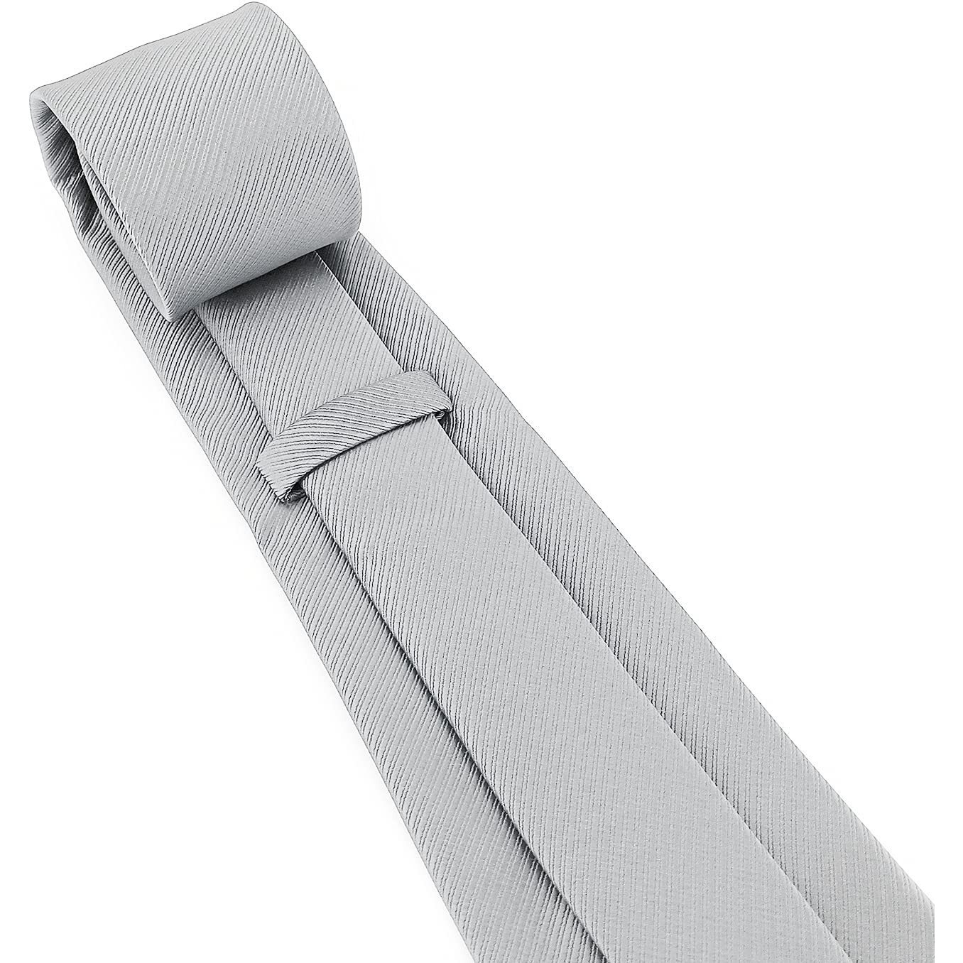 Kooelle Men's Ties Solid Pure Color Plain Formal Silver Grey Ties For Men
