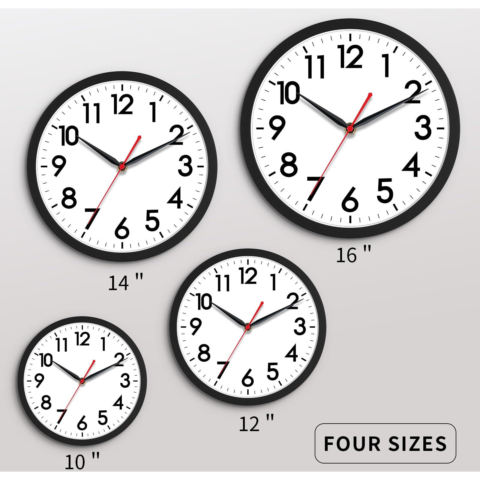 Akcisot Wall Clock 10 Inch Silent Non-Ticking Modern Clocks Battery Operated - Analog Small Classic For Office, Home, Bathroom, Kitchen, Bedroom, School, Living Room(Black)