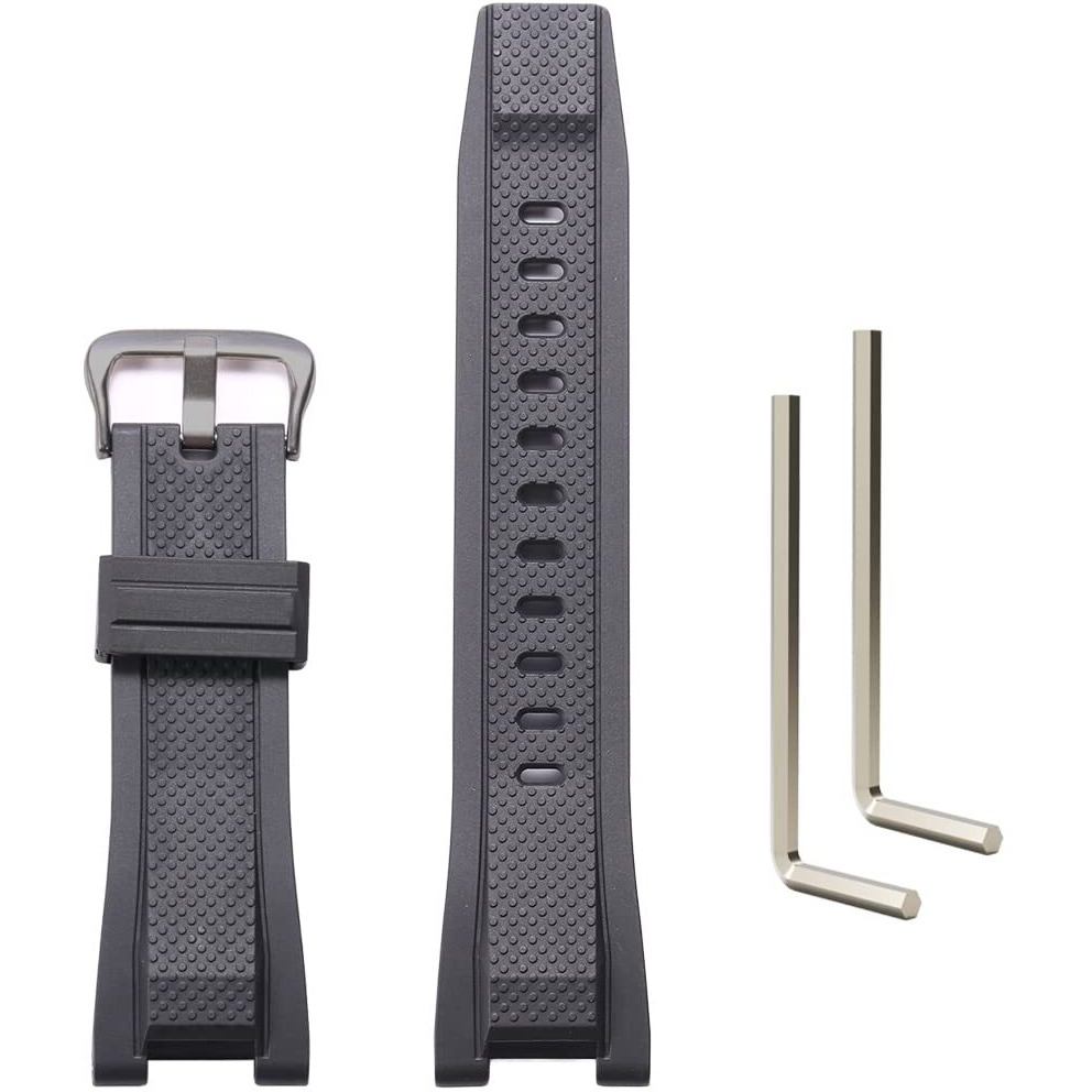 Xbhsw Resin Replacement Band Compatible With Casio G-Shock Gst-B100 Gst-S300 Gst-S110 Gst-S100 Men's Waterproof Rubber Strap Bracelet Watch Accessories(Black-B)