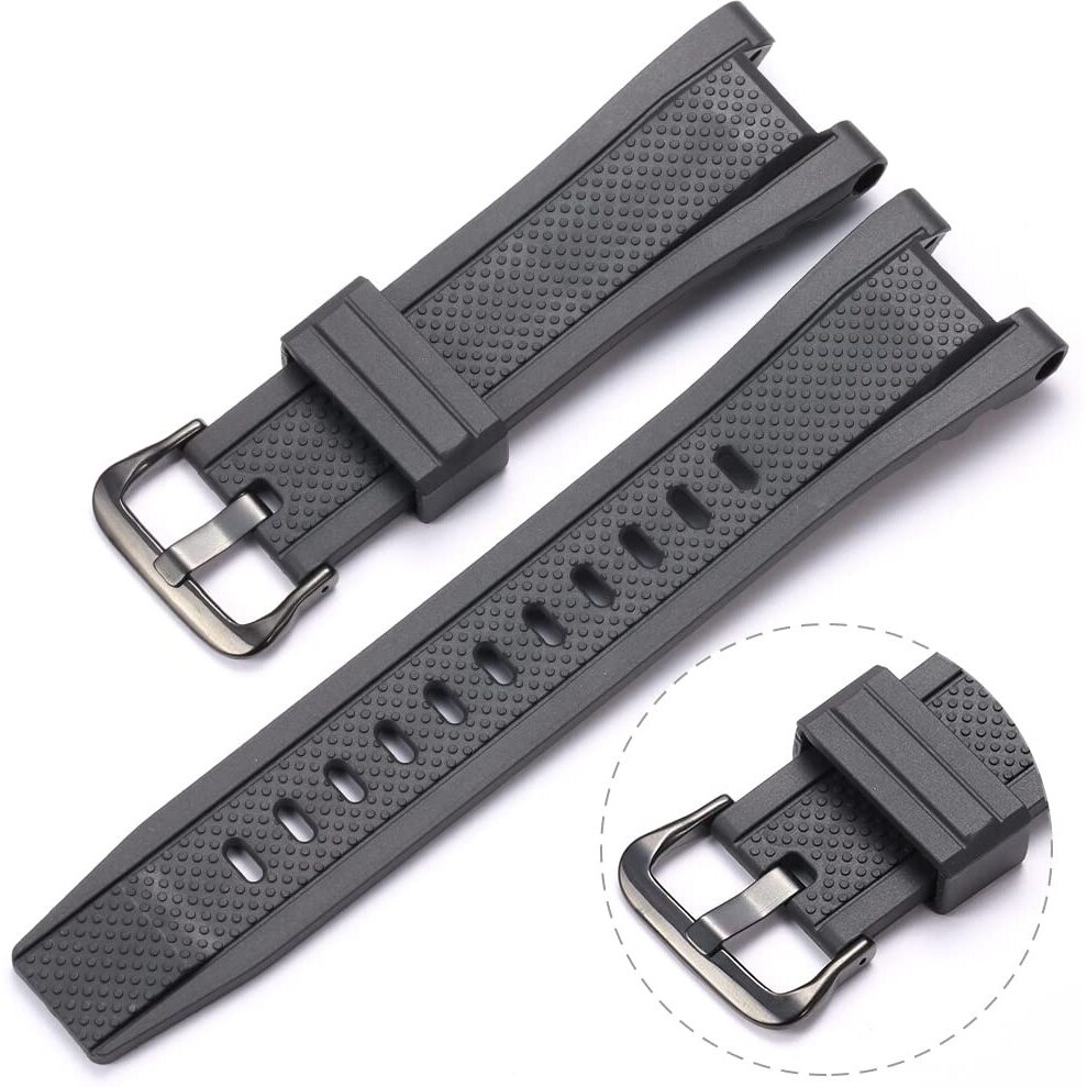 Xbhsw Resin Replacement Band Compatible With Casio G-Shock Gst-B100 Gst-S300 Gst-S110 Gst-S100 Men's Waterproof Rubber Strap Bracelet Watch Accessories(Black-B)