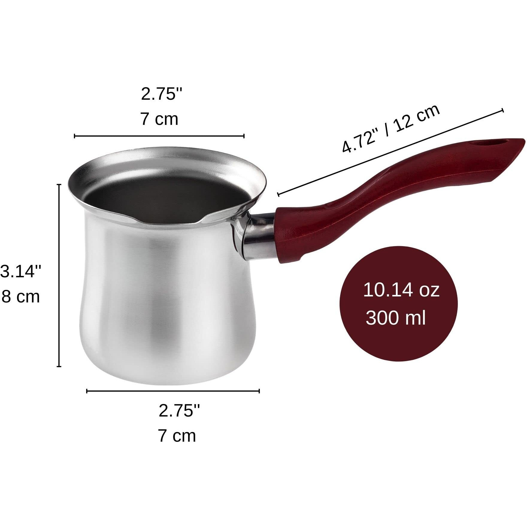 Destalya Turkish Coffee Pot Stainless Steel | 10.14 Fl Oz Ibrik Briki Coffee Pot | Small Hot Pot With Spout For Stove Top | Turkish Coffee Cezve (Coffee Pot Black)