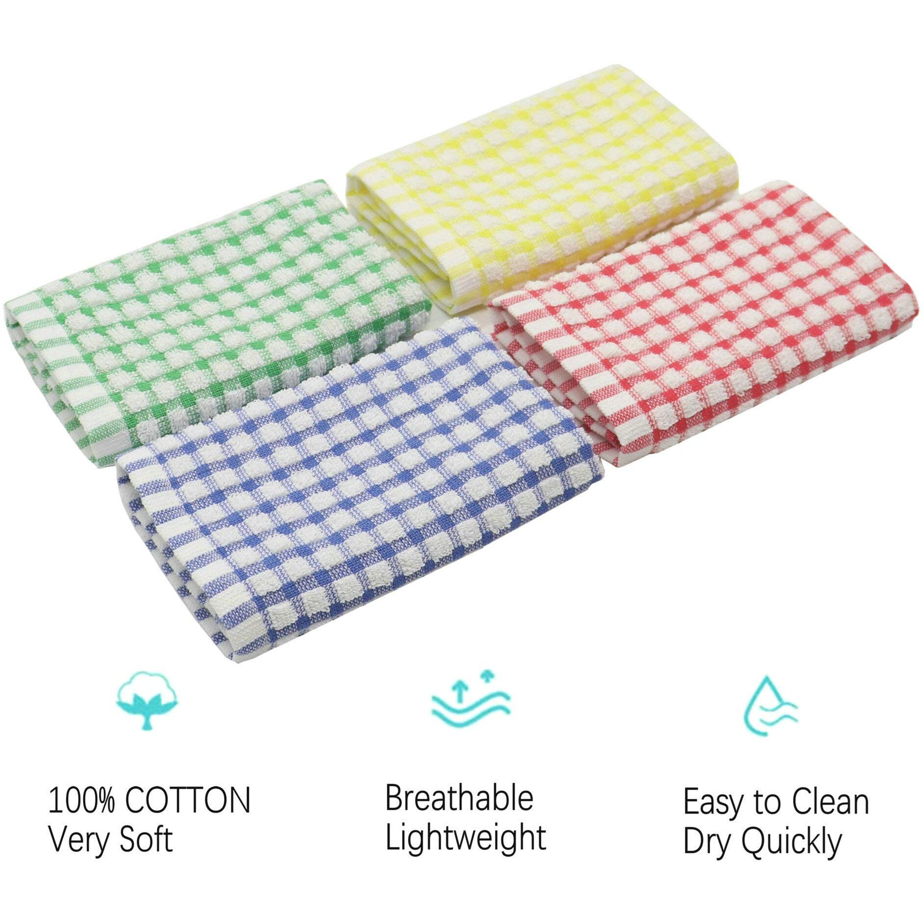 Hfgblg Cotton Cleaning Rags Terry Dish Cloths For Washing Dishes, Set Of 8 Dish Rags For Cleaning, Light And Soft Dish Towels For Kitchen Drying Dishes, 11.8 Inch X 11.8 Inch (Mix Color)