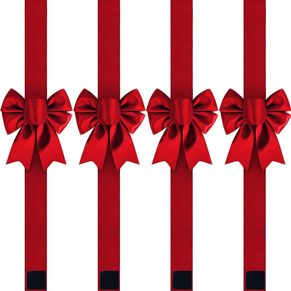 Pbqoa Christmas Cabinet Bows Festive Ribbons Large X-Mas Door Ribbon Party Decorations, Red