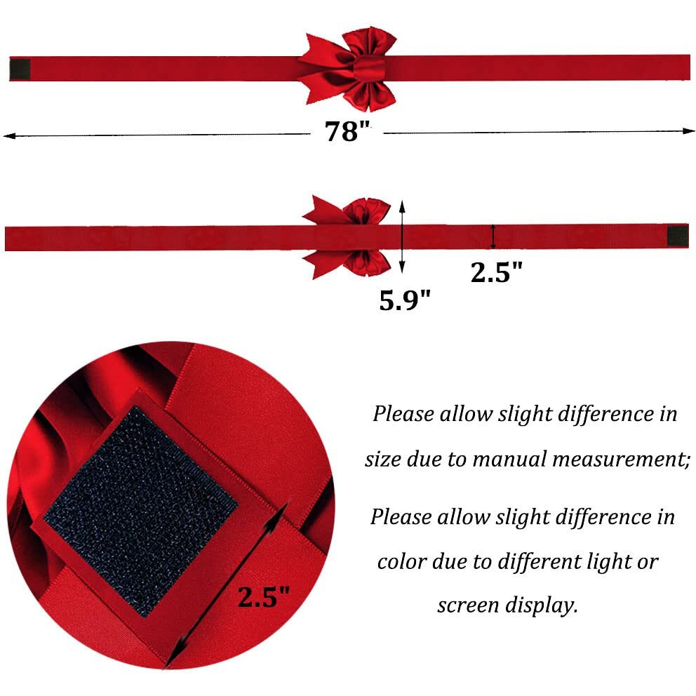 Pbqoa Christmas Cabinet Bows Festive Ribbons Large X-Mas Door Ribbon Party Decorations, Red