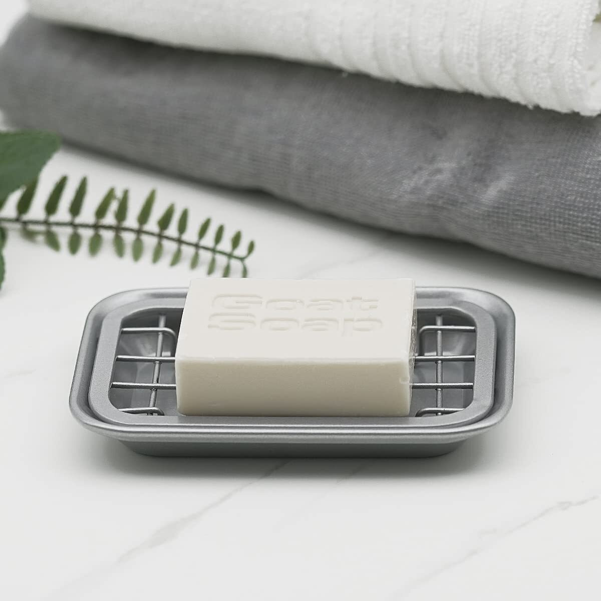 Kitchen And Bathroom Soap Dish Tray - Metal 2-Piece Soap Dish Tray With Drainage Grid And Holder For Kitchen Sink Countertops To Store Soap, Sponges, Scrubbers - Rust Resistant (2 Pack, Silver)