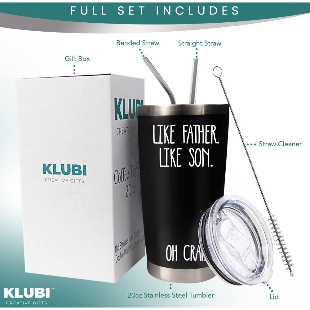 Klubi Dad Gifts From Son - Like Father Like Son Fathers Day Gift From Son Funny Dad Birthday Gifts From Son 20 Ounce Dad Tumbler Fathers Day Drinking Cup From Son Dad Gifts Boy Dad Gifts Dad Cup