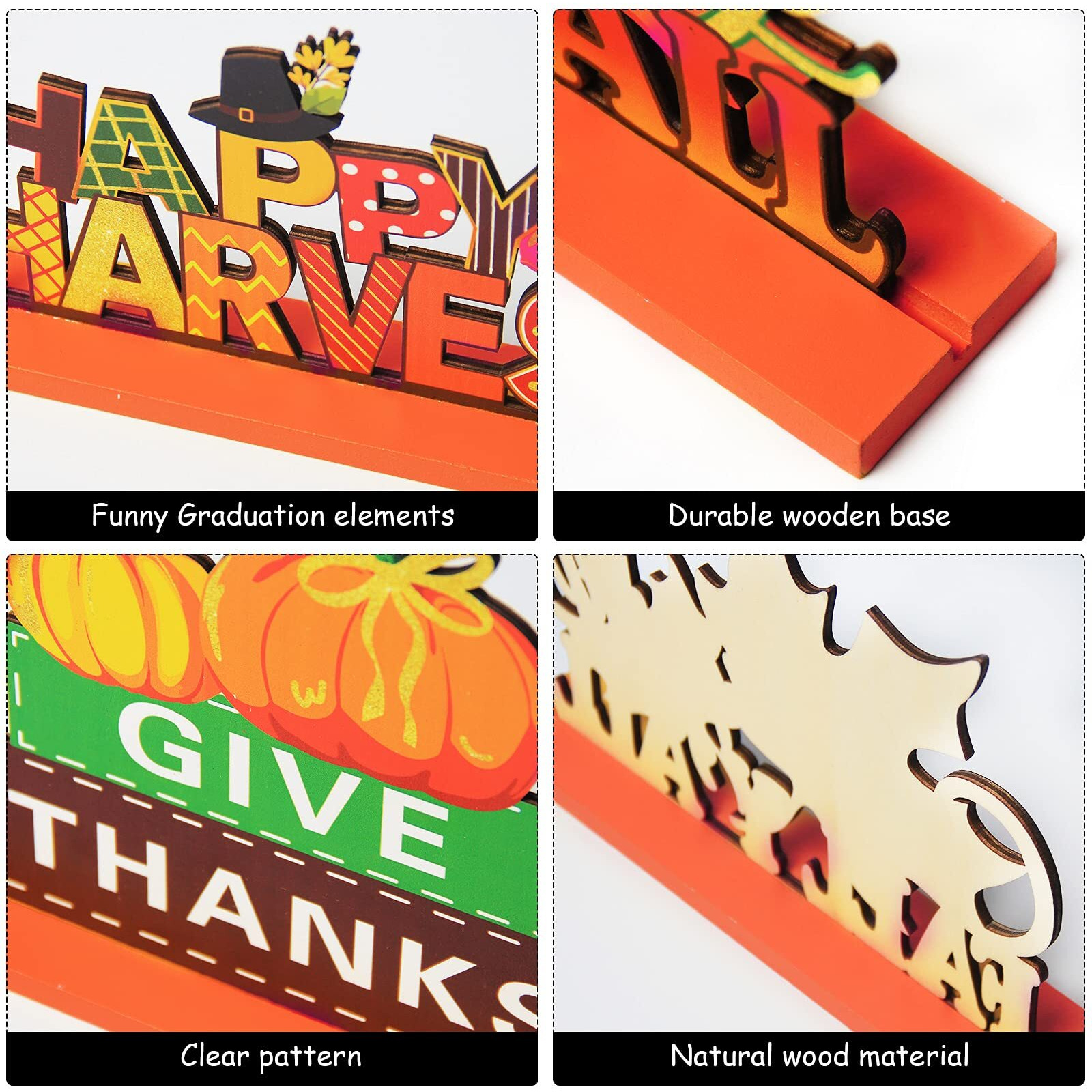 4 Pieces Thanksgiving Party Decorations Wooden Happy Fall Y'All Party Supplies Thanksgiving Centerpieces Autumn Table Decorations For Home Party Holiday