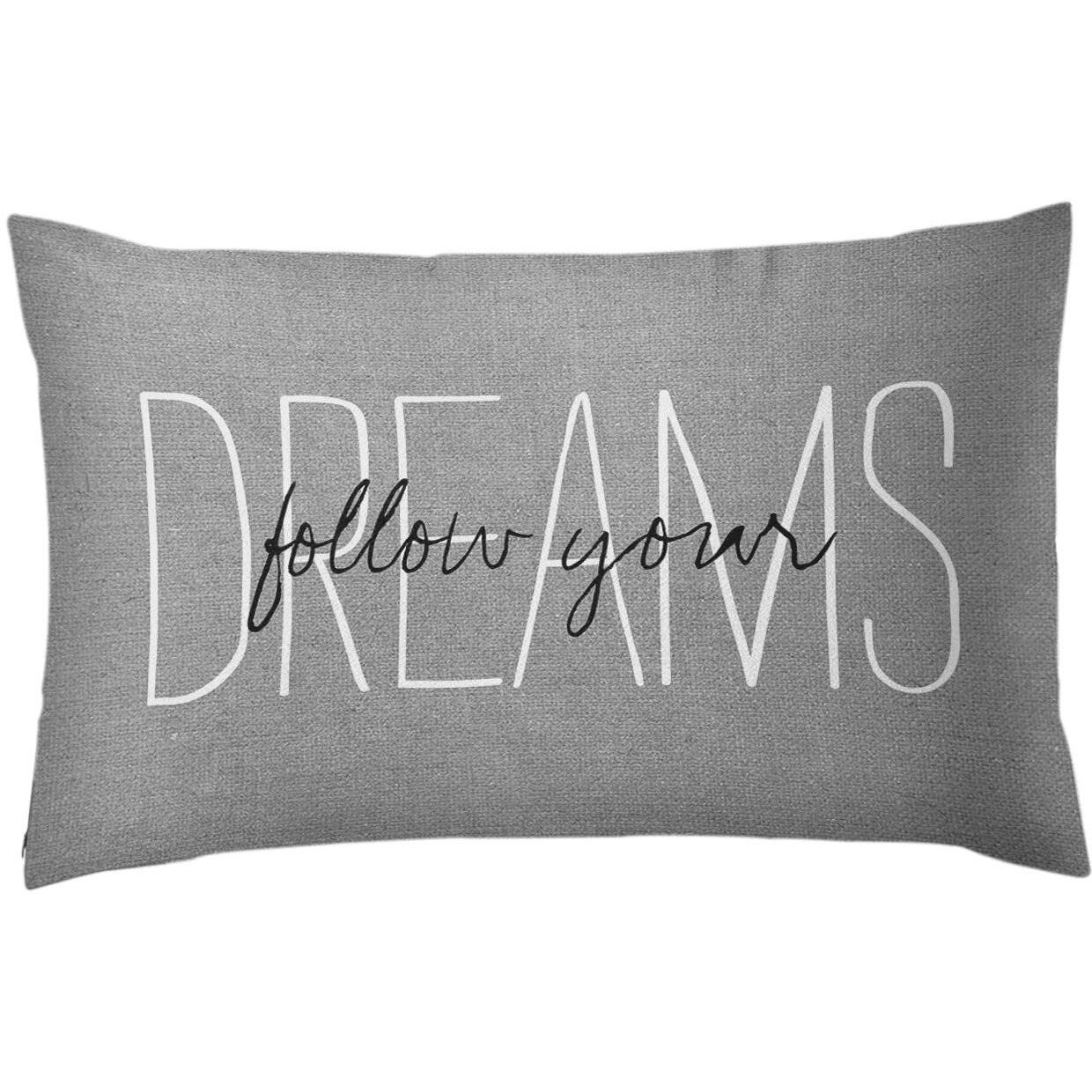 Emvency Throw Pillow Cover Rustic Gray Follow Your Dreams Decorative Pillow Case Monogram Home Bed Decor Rectangle Queen Size 20X30 Inch Cushion Pillowcase