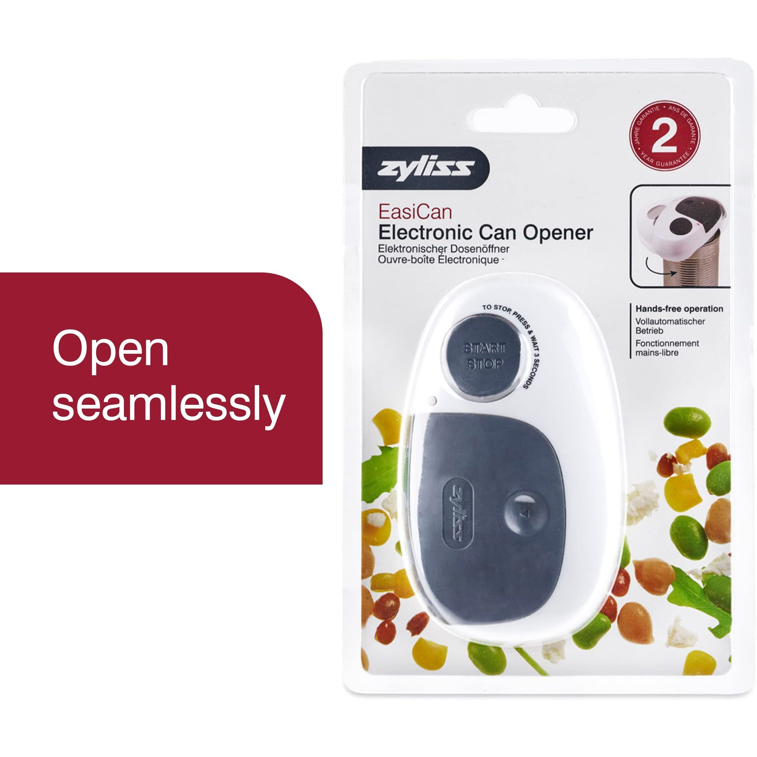 Zyliss Easican Electronic Can Opener - Electric Can Opener - Automatic, Smooth Edge Can Opener - Kitchen Tool & Gadget For Seniors & Arthritic Adults - Gray/White
