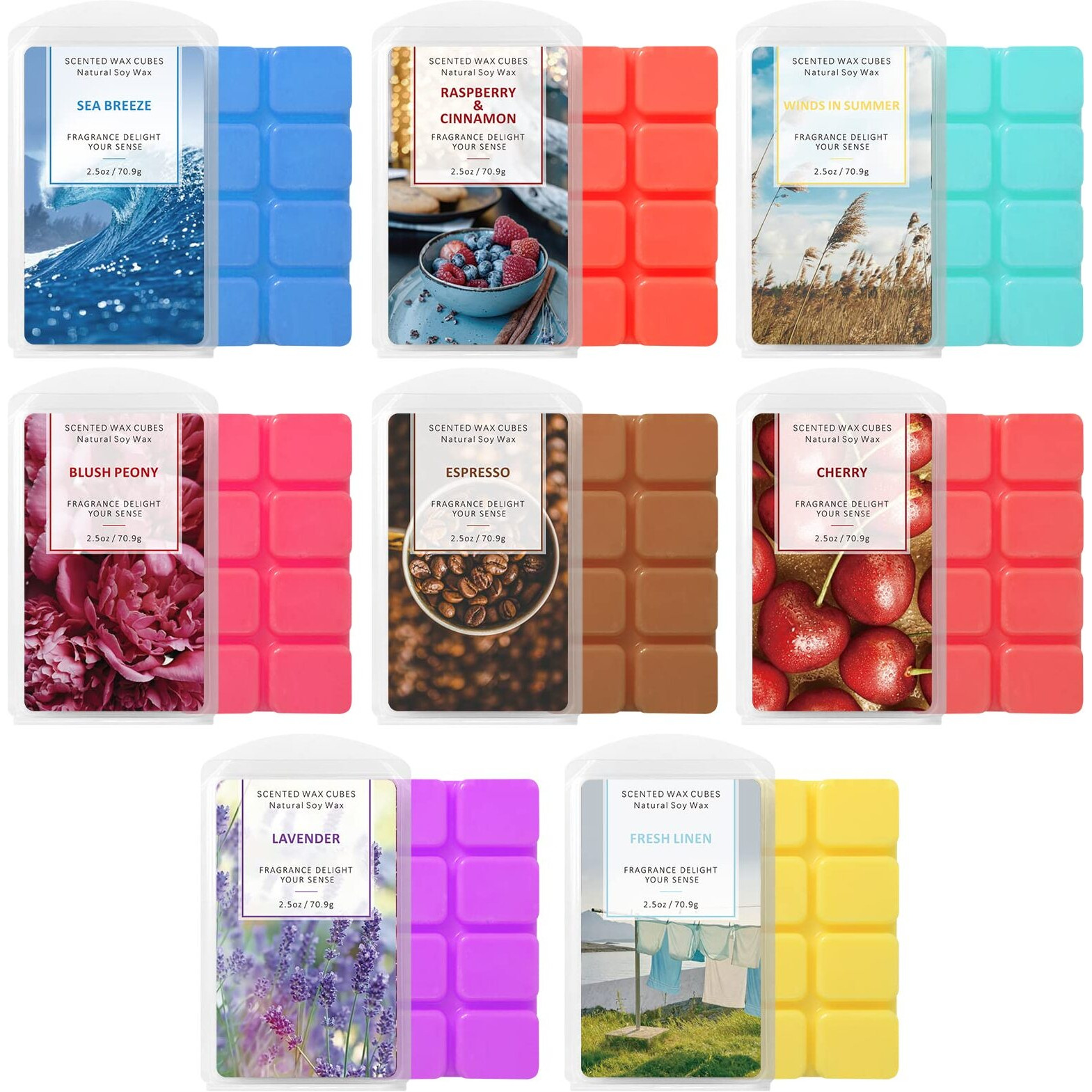 Wax Melts Wax Cubes, Scented Wax Melts, Scented Wax Cubes, Soy Wax Cubes For Warmers, Soy Wax Cubes Candle Melts 8 Pack (8X2.5Oz)