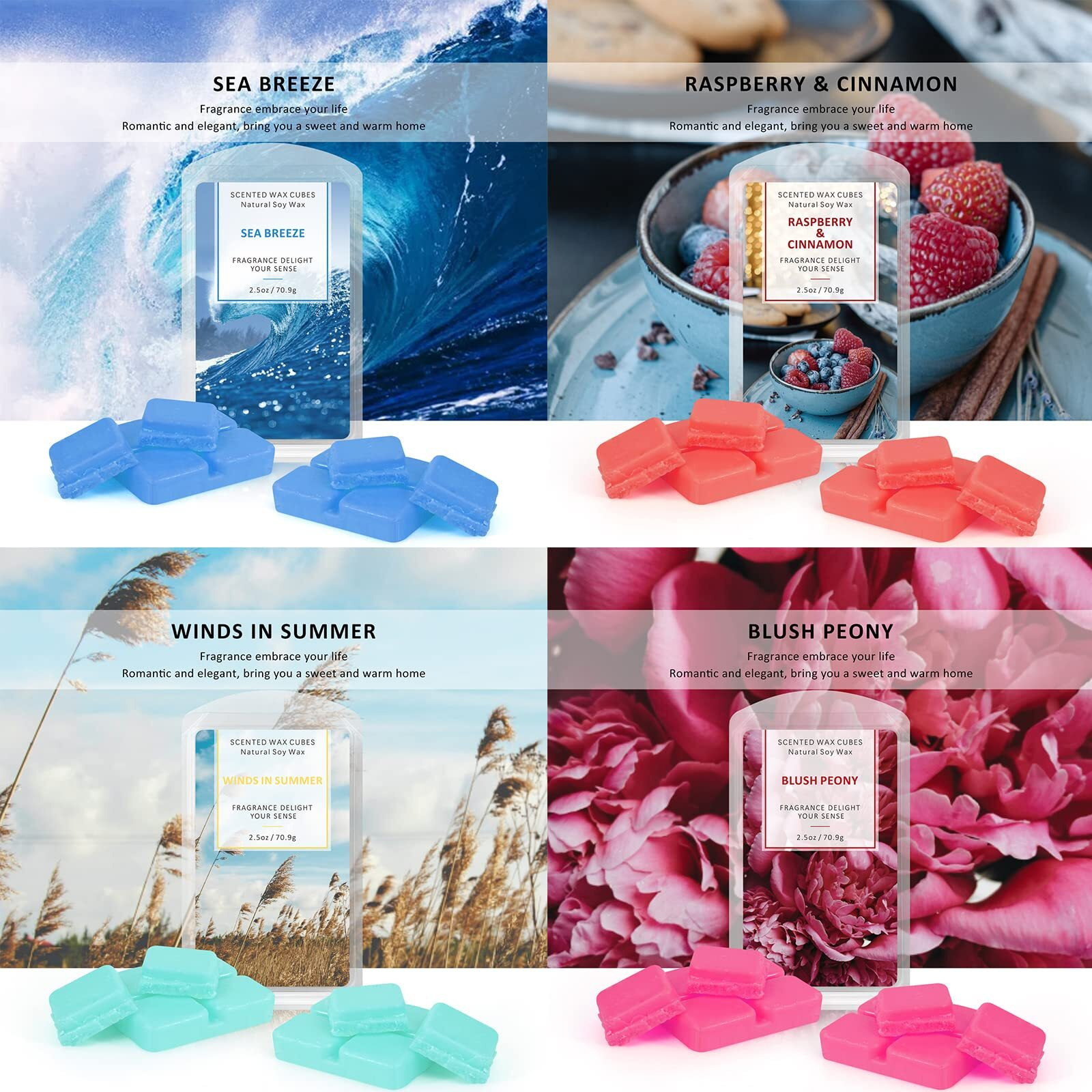 Wax Melts Wax Cubes, Scented Wax Melts, Scented Wax Cubes, Soy Wax Cubes For Warmers, Soy Wax Cubes Candle Melts 8 Pack (8X2.5Oz)