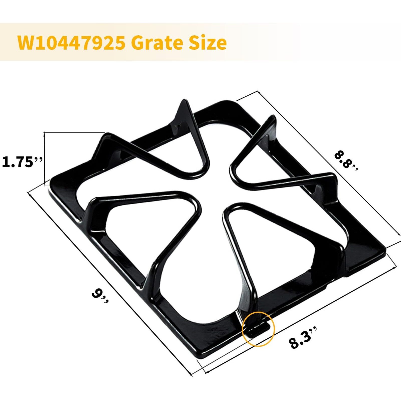 W10447925 Stove Grates Replacement For Whirlpool Stove Parts, Gas Burner Grate For Maytag Amana Inglis Kirkland Kenmore Range Cooktop Parts 8.8 X 8.3 Inches Gas Stove Top Range Burner Rack Sets 4 Pcs