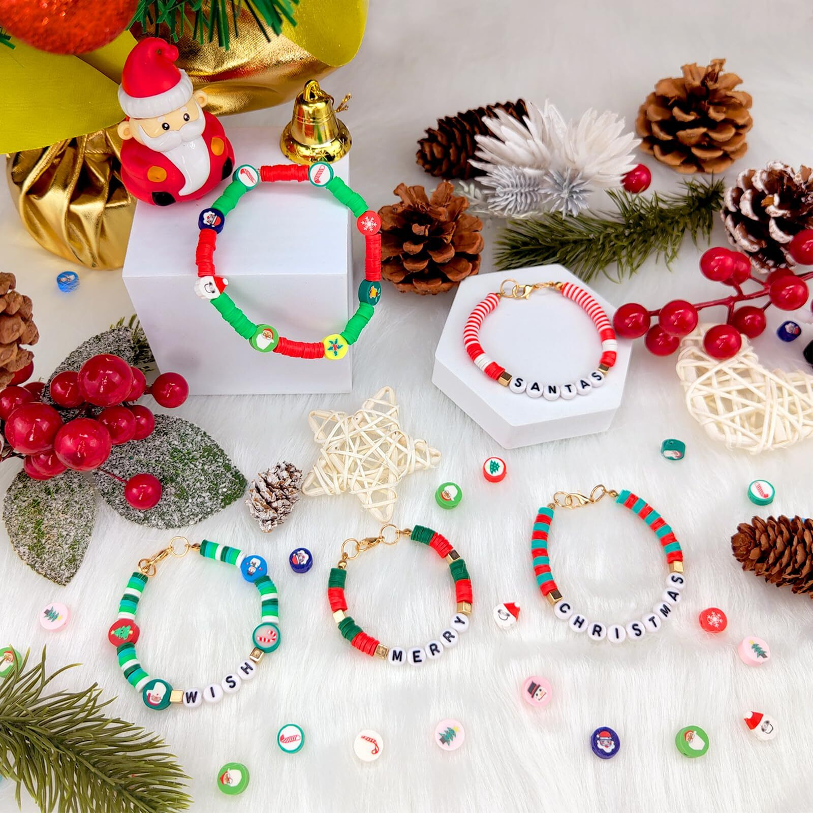 Wakestar Clay Beads Bracelet Making Kit,Flat Round 6Mm Clay Beads For Jewelry Making With Pendant Charms Kit,Art Crafts Gift Sets For Girls Ages 3 4 5 6 7 8 9 10 11 12