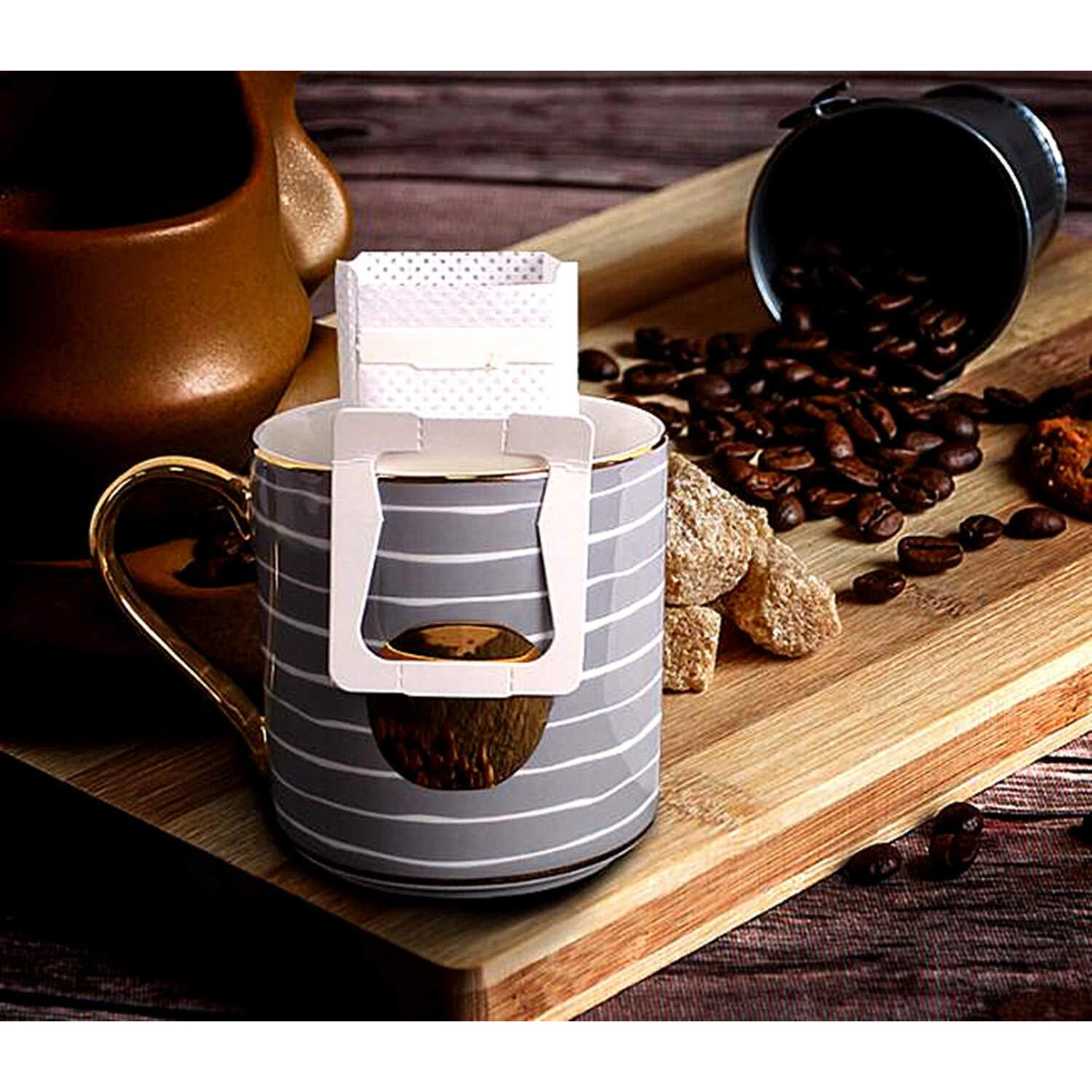 Coffee Filter Paper Bag 100 Pieces, Hanging Ear Drip Coffee Bag Single Serve Disposable Drip Coffee Filter Bag Perfect For House, Travel, Office Daily