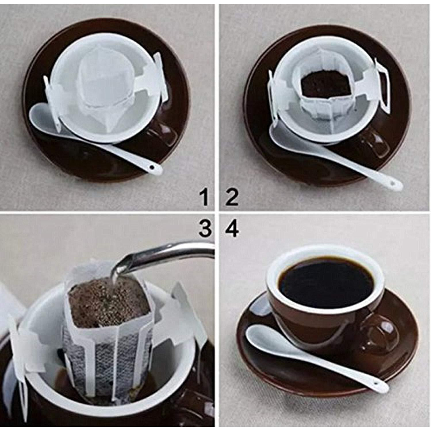 Coffee Filter Paper Bag 100 Pieces, Hanging Ear Drip Coffee Bag Single Serve Disposable Drip Coffee Filter Bag Perfect For House, Travel, Office Daily
