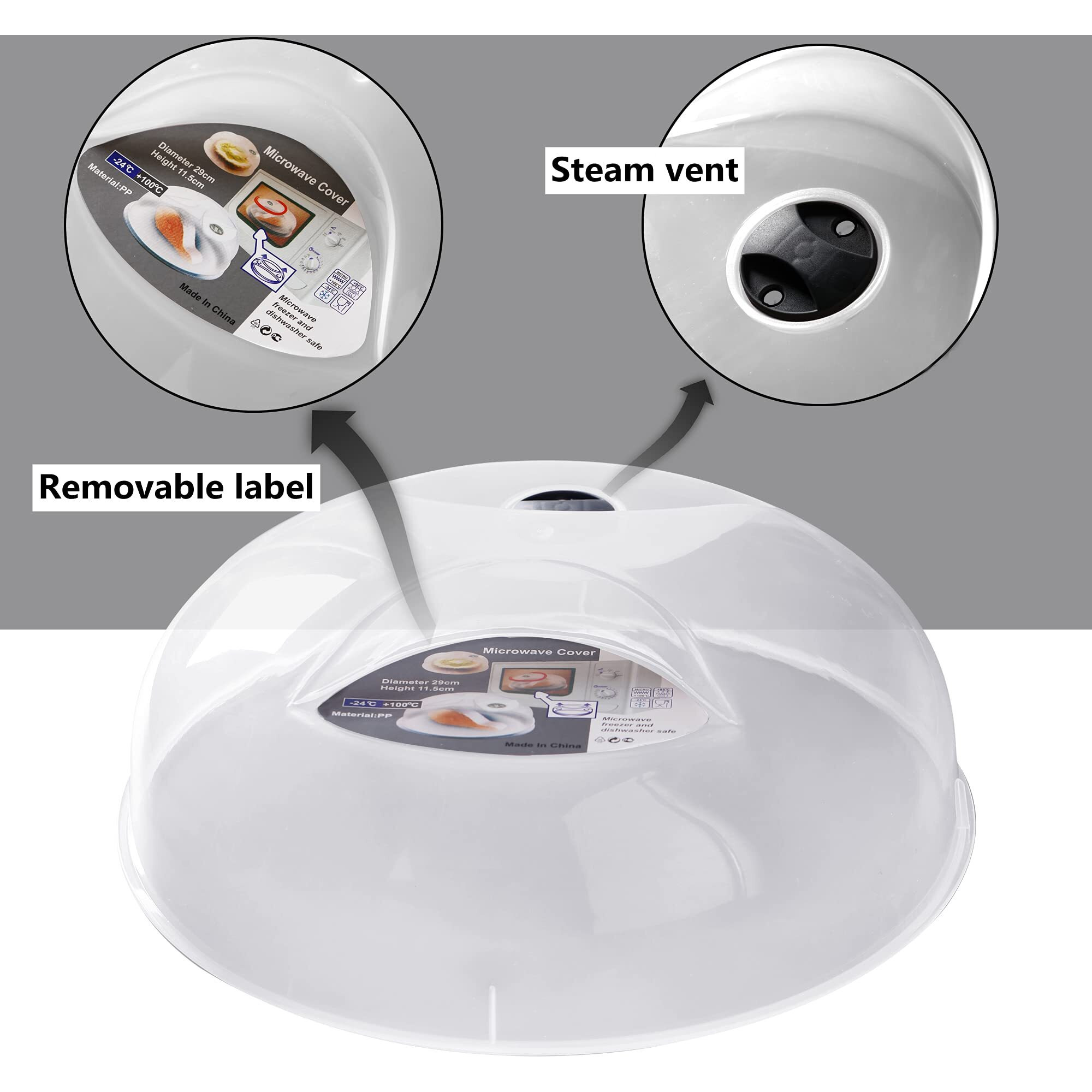 Microwave Splatter Cover For Food, Large Plate Cover Guard Lid With Steam Vents Keeps Microwave Oven Clean, 11.5 Inch Bpa Free & Dishwasher Safe-Grey