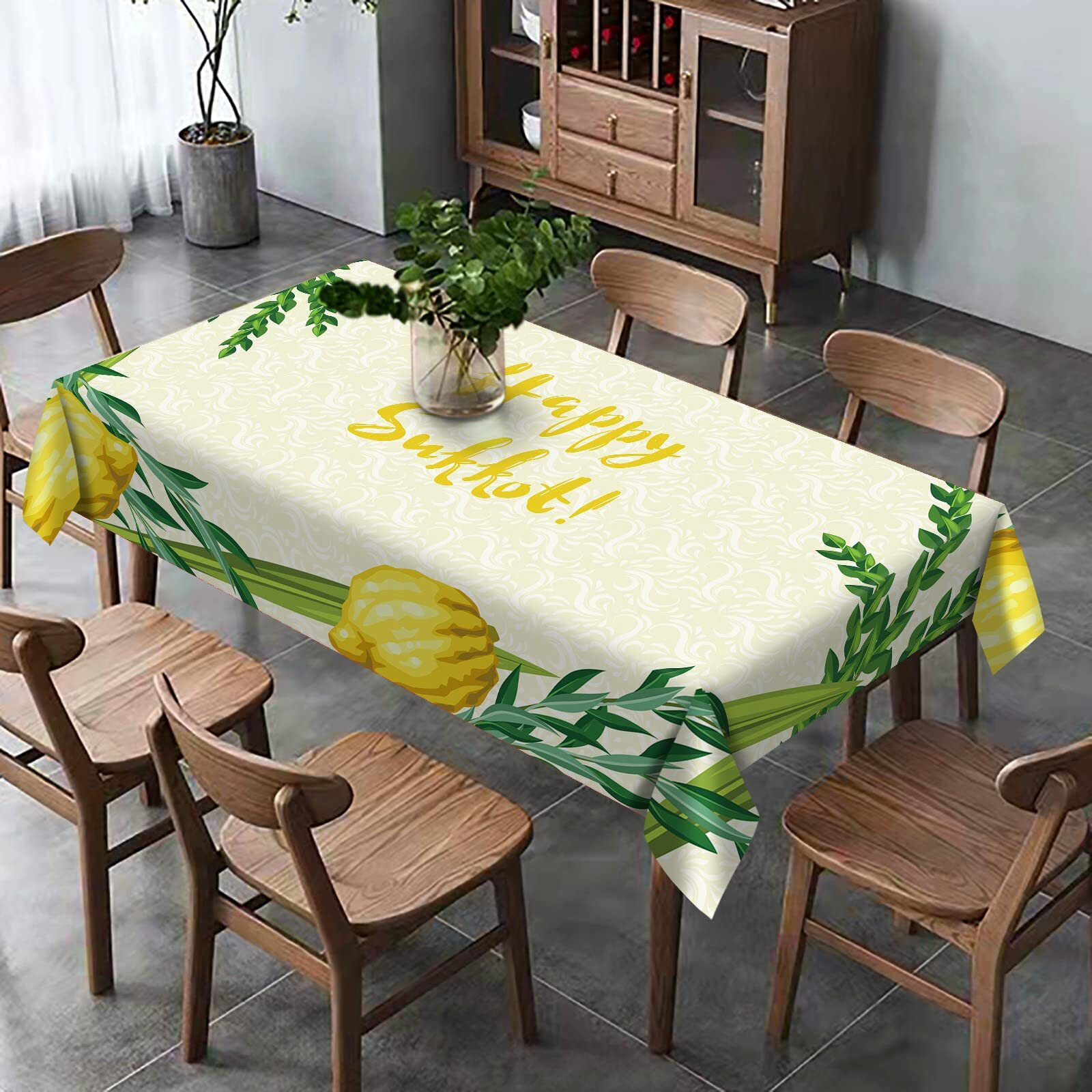 Hafangry Sukkah Table Cloth Sukkot Etrog Hadass Aravah Lulav Decor Jewish Holiday Party Decorations Supplies Kitchen Dining Room Home Table Cover