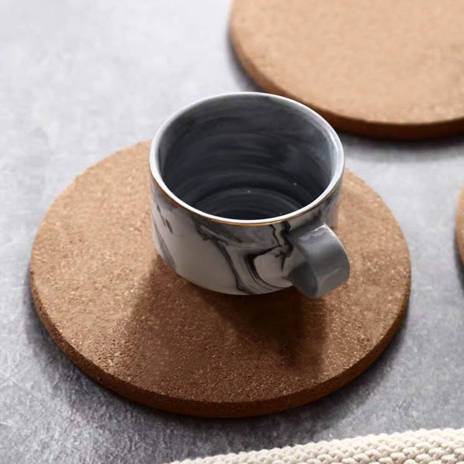 Crchom Cork Trivet 8 Pack Round Cork Hot Pads For Dishes 8"" X 0.4"" High Density Thick, Cork Hot Pads For Kitchen, Heat Resistant Cork Trivets For Pots And Pans, Cork Mat For Countertop & Table