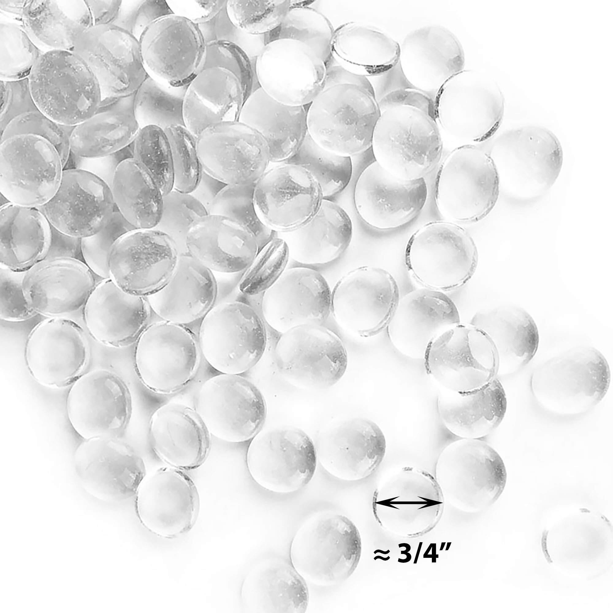 Cys Excel Clear Glass Gemstone Beads Vase Fillers (1 Lb) Flat Marble Beads Multiple Color Choices Aquarium Decor Rocks Floral Stones Decorative Mosaic Gem Pebbles (Approx. 85-100 Pcs)