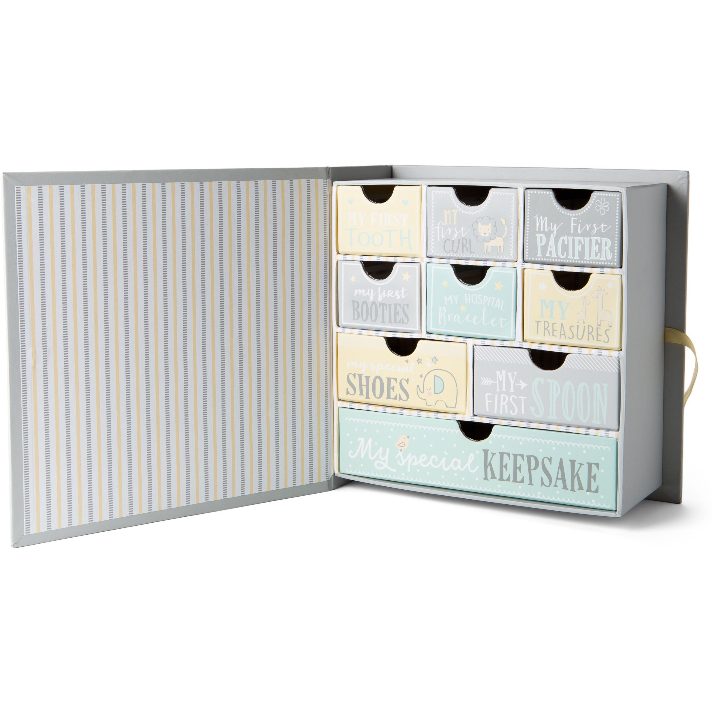 Votum Baby Keepsake Box For Treasured Memories, Moon & Stars - Lightweight, Handcrafted Baby Boxes With 9 Labeled Compartments For First Memories - Gender Neutral Baby Shower Gifts For Girls, Boys