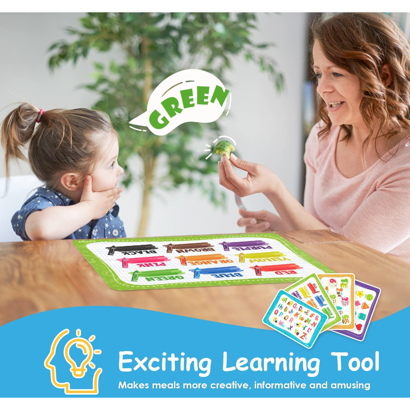 Nibaby Educational Placemats For Kids Reusable Wipeable - Toddler Placemats For Learning Alphabet Abc Color Number Shape - Kids Placemats For Dining Table Kindergarten - Set Of 4