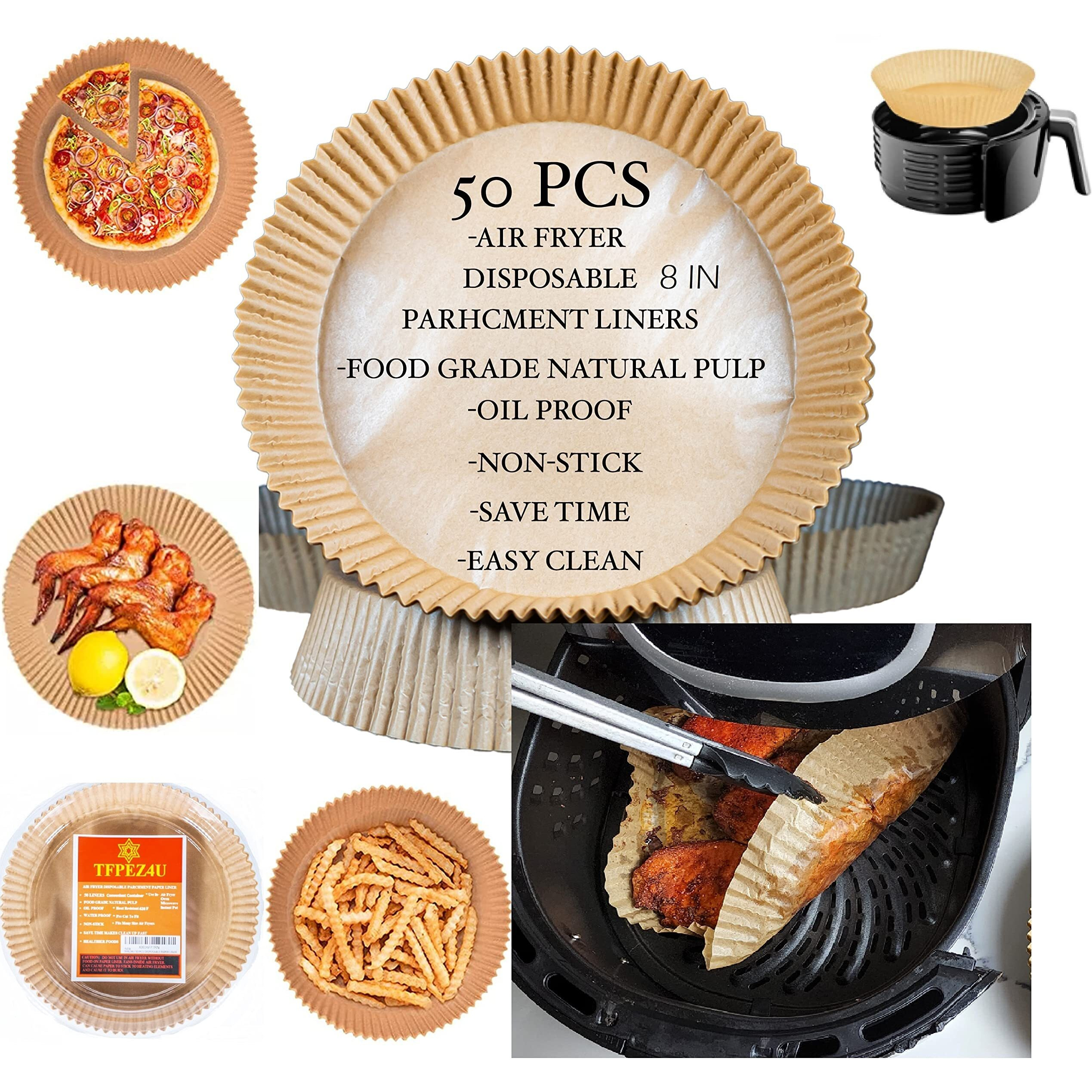 Air Fryer Disposable Paper Liner Keep Air Fryer Clean With Air Fryer Inserts, Superior Food Grade Quality Material Unbleached Non Toxic Non Stick Will Not Deform Leak Or Affect Food Like Other Liners
