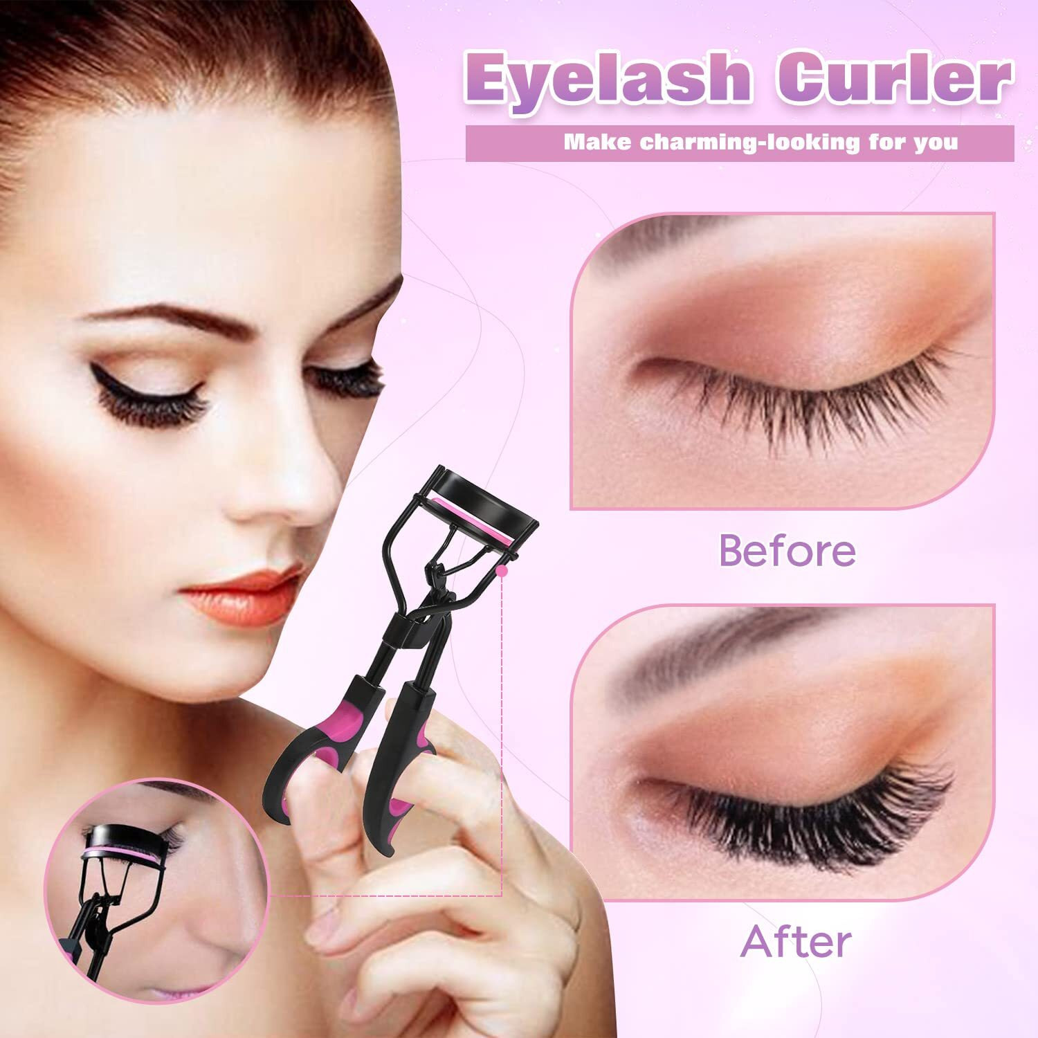Eyelash Curler Kit, Moduskye 7 In 1 Eyelashes Curler With Replacement Refill Pads, Partial Lash Curler Eyes Makeup Tools Long-Lasting Natural Lashes