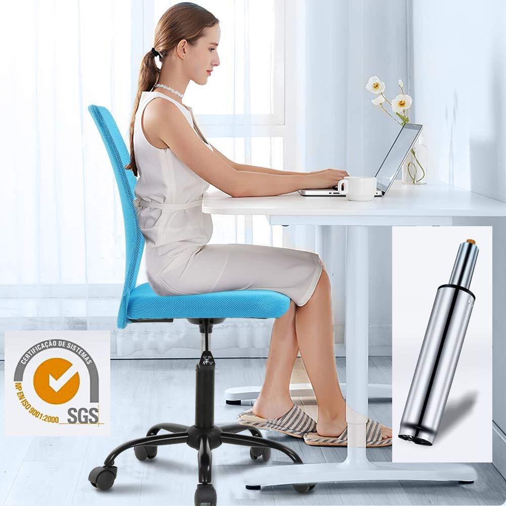 Home Office Chair Computer Chair Student Chair Desk Chair Mid Back Mesh Chair Height Adjustable Small Office Chair, Modern Task Chair No Armrest Cheap Rolling Swivel Chair,Blue