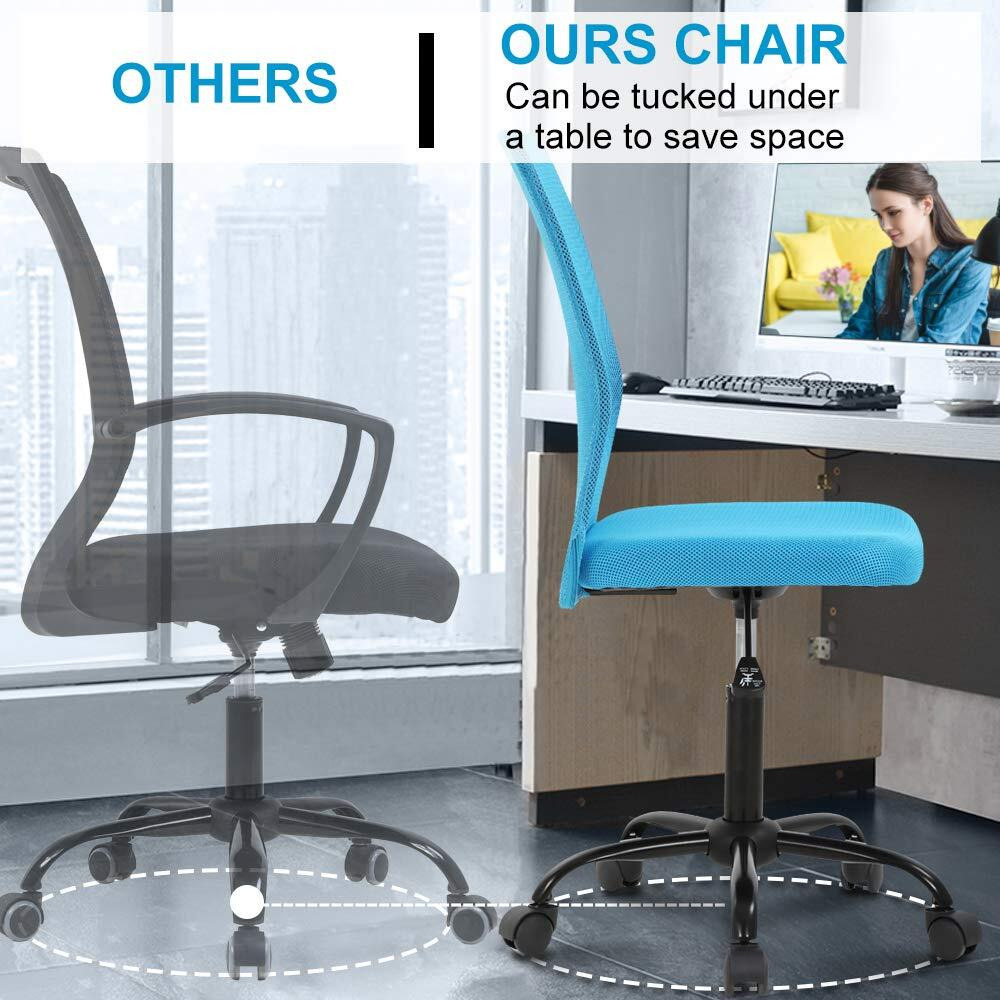 Home Office Chair Computer Chair Student Chair Desk Chair Mid Back Mesh Chair Height Adjustable Small Office Chair, Modern Task Chair No Armrest Cheap Rolling Swivel Chair,Blue