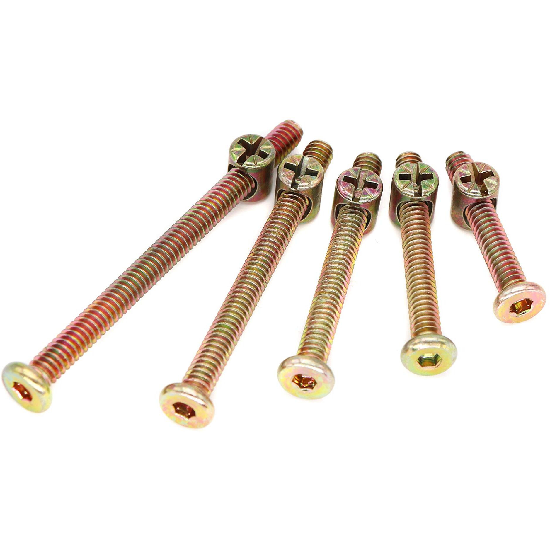 Binifimux 50Pcs 1/4-20"" Baby Bed Hardware Replacement Kit, Zinc Plated Hex Socket Cap Drive Screws Barrel Nuts Assortment Kit For Cot Chairs Furniture, 1-1/2"" 2"" 2-1/4"" 2-3/4"" 3-1/4""