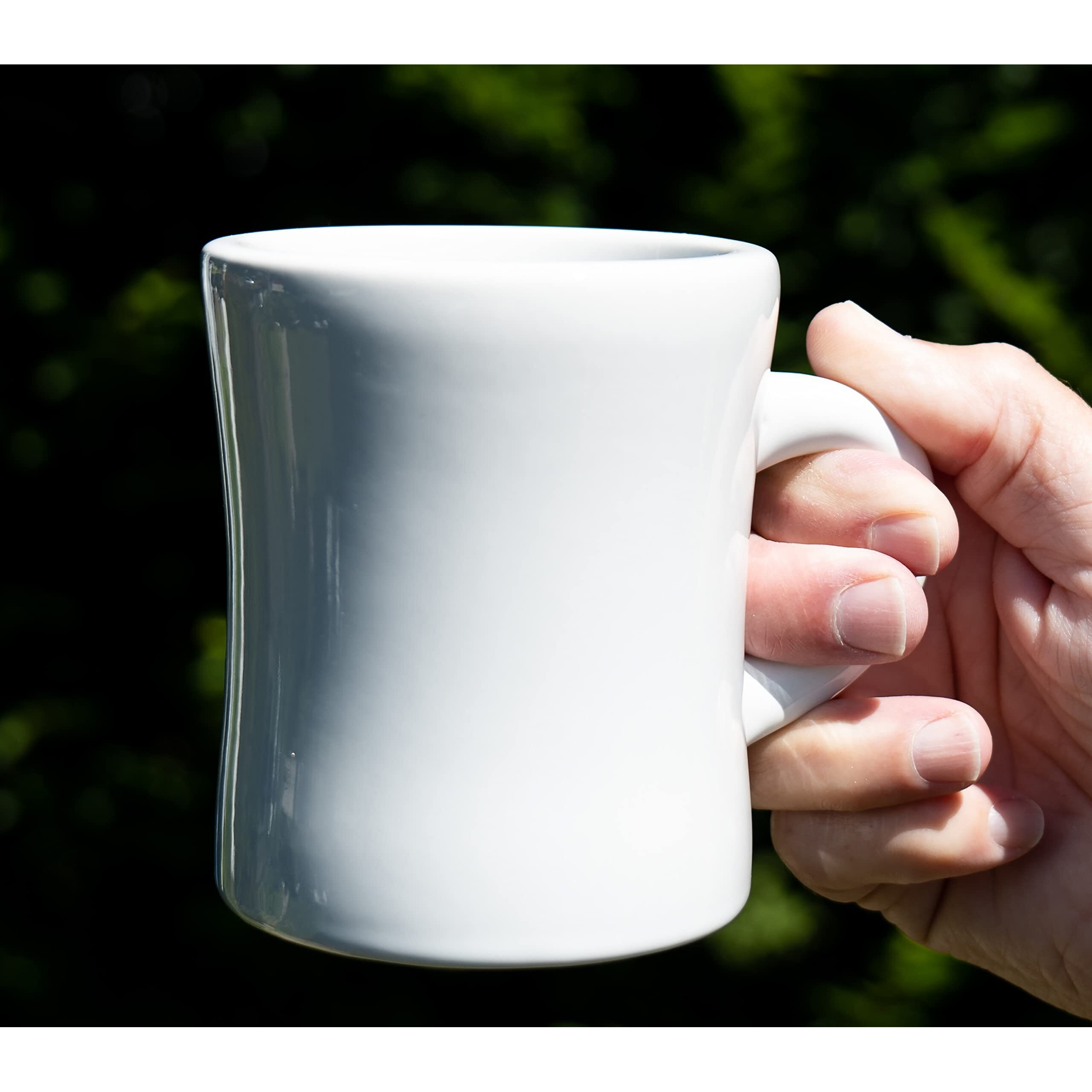 Culver 10-Ounce Ceramic Retro Diner Style Heavyweight Restaurant Mug, Two-Finger C-Handle (White, 1)