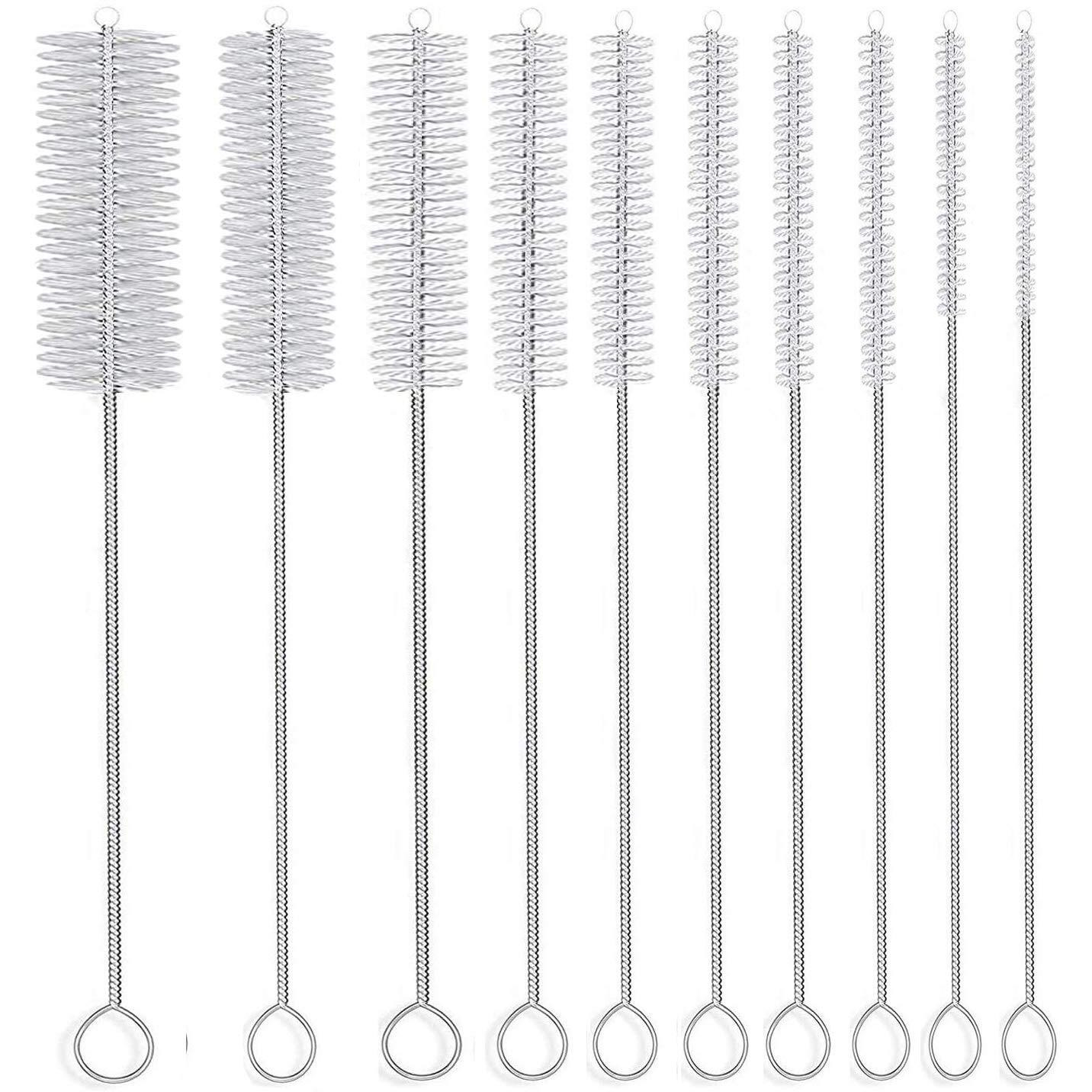 Long Straw Brush, Nylon Pipe Tube Cleaner 8-Ihch 10 Different Diameters Set Of 10