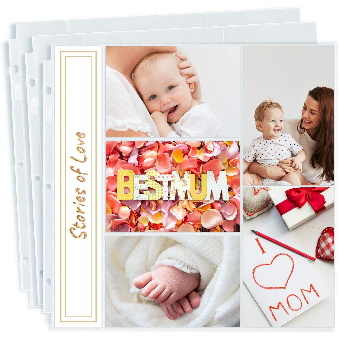 Dunwell Photo Album Refill Pages 12X12 - (4X6 Mixed, 25 Pack) Holds 250 4X6"" Photos, 4X6 Photo Sleeves For 3 Ring Scrapbook Album 12X12, Archival Quality Page Protectors 12X12