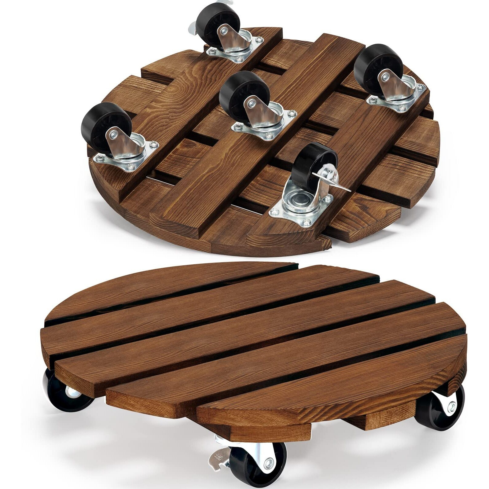 Yangbaga 2Pack Plant Caddy 12Wood Duty Rolling Plant Stand With 2 360 Lockable Caster Wheels,Indoor Outdoor On Roller Patio/Flower Pot/Succulent Pots