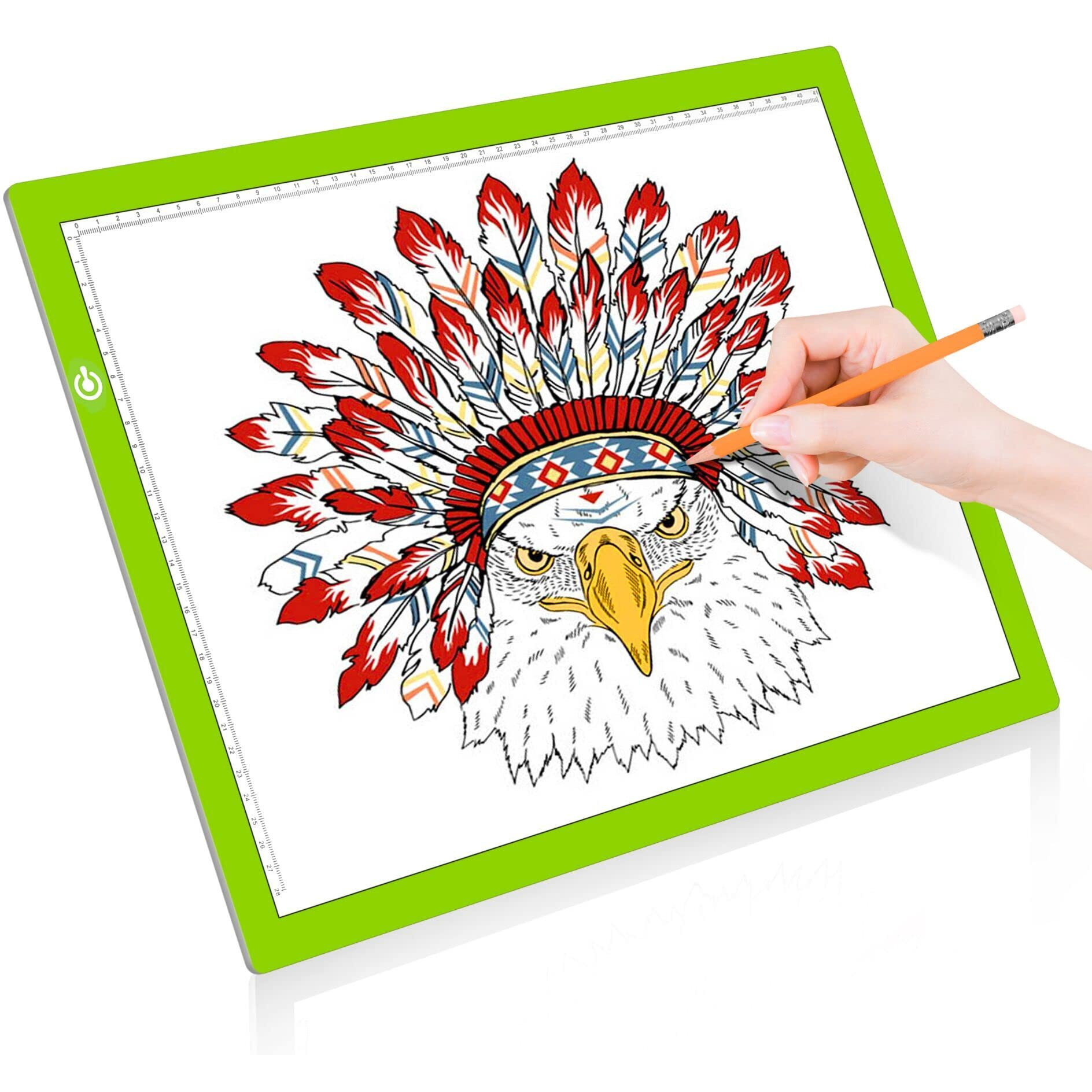 Litenergy A3 Led Copy Board Light Tracing Box, Ultra-Thin Adjustable Usb Power Artcraft Led Trace Light Pad For Tattoo Drawing, Streaming, Sketching, Animation, Stenciling (Green)