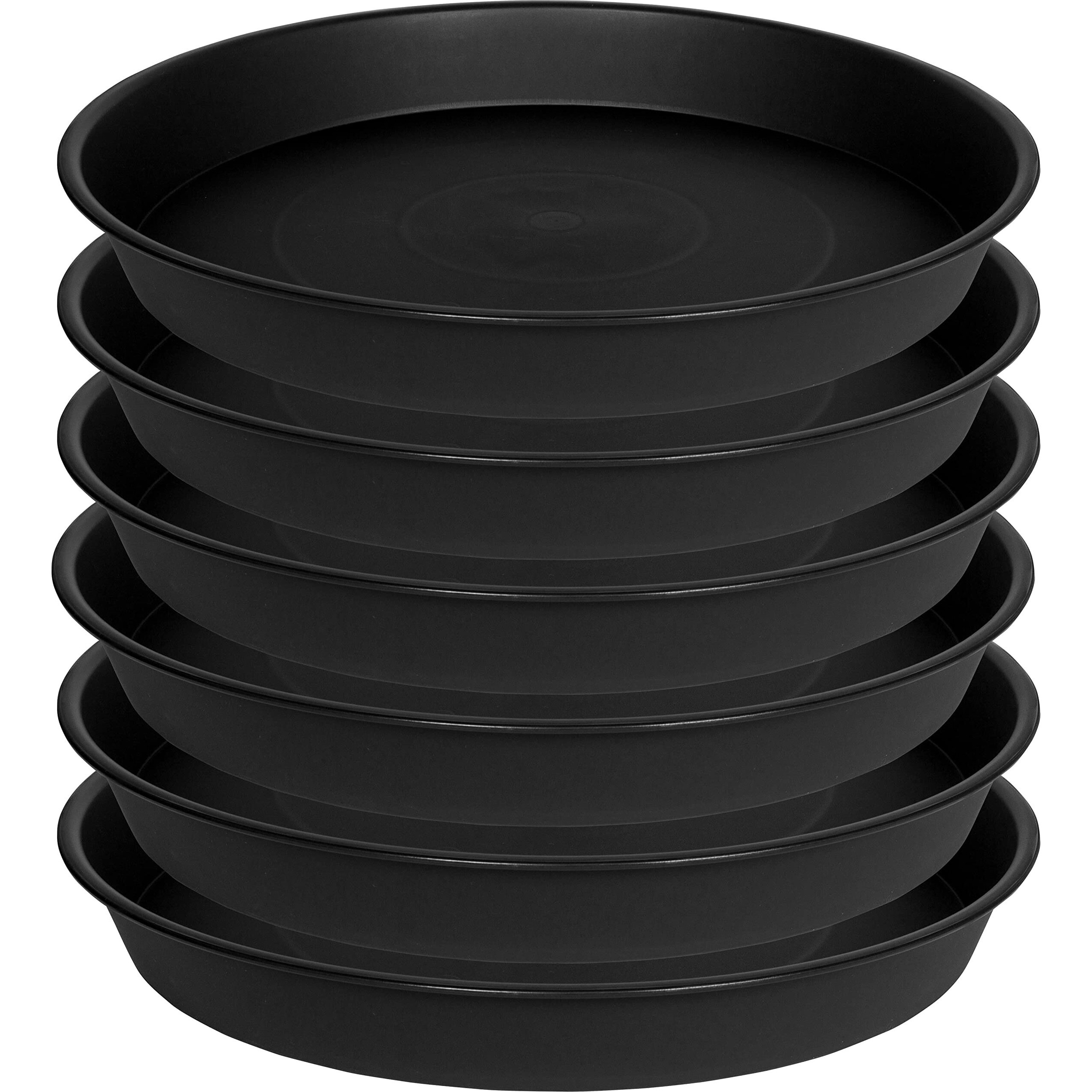 Bleuhome 6 Pack Of 12 Inch Plant Saucer, Heavy Duty Plastic Plant Saucer 12 Inch Round, Plant Tray For Pots, Flower Saucers For Indoors, Garden Plate Bowls, Trays For Planter 10""/11""/12"" (Black)