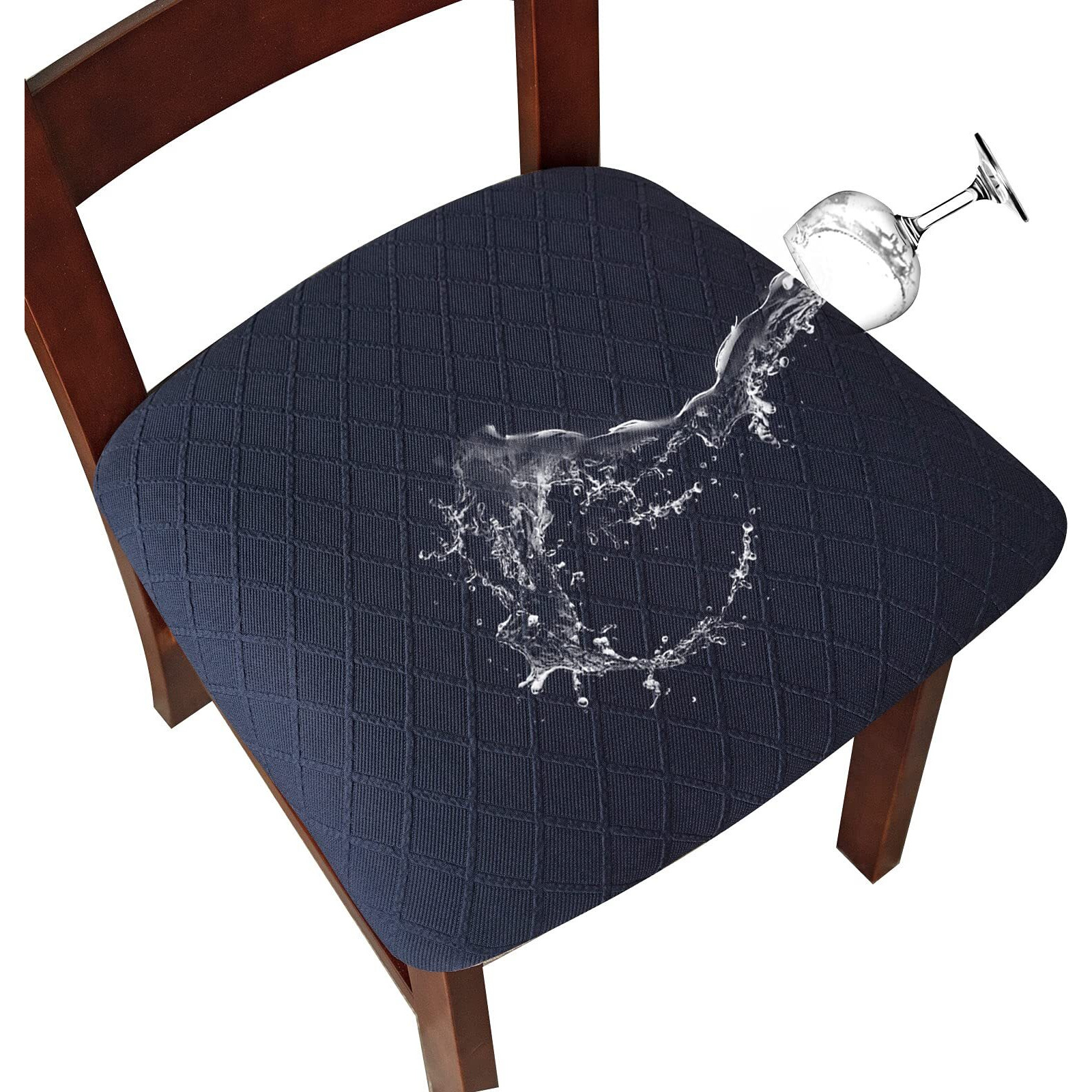 Genina Waterproof Seat Covers For Dining Room Chairs Covers Dining Chair Cover Kitchen Chair Covers (Navy Blue, 4 Pcs)