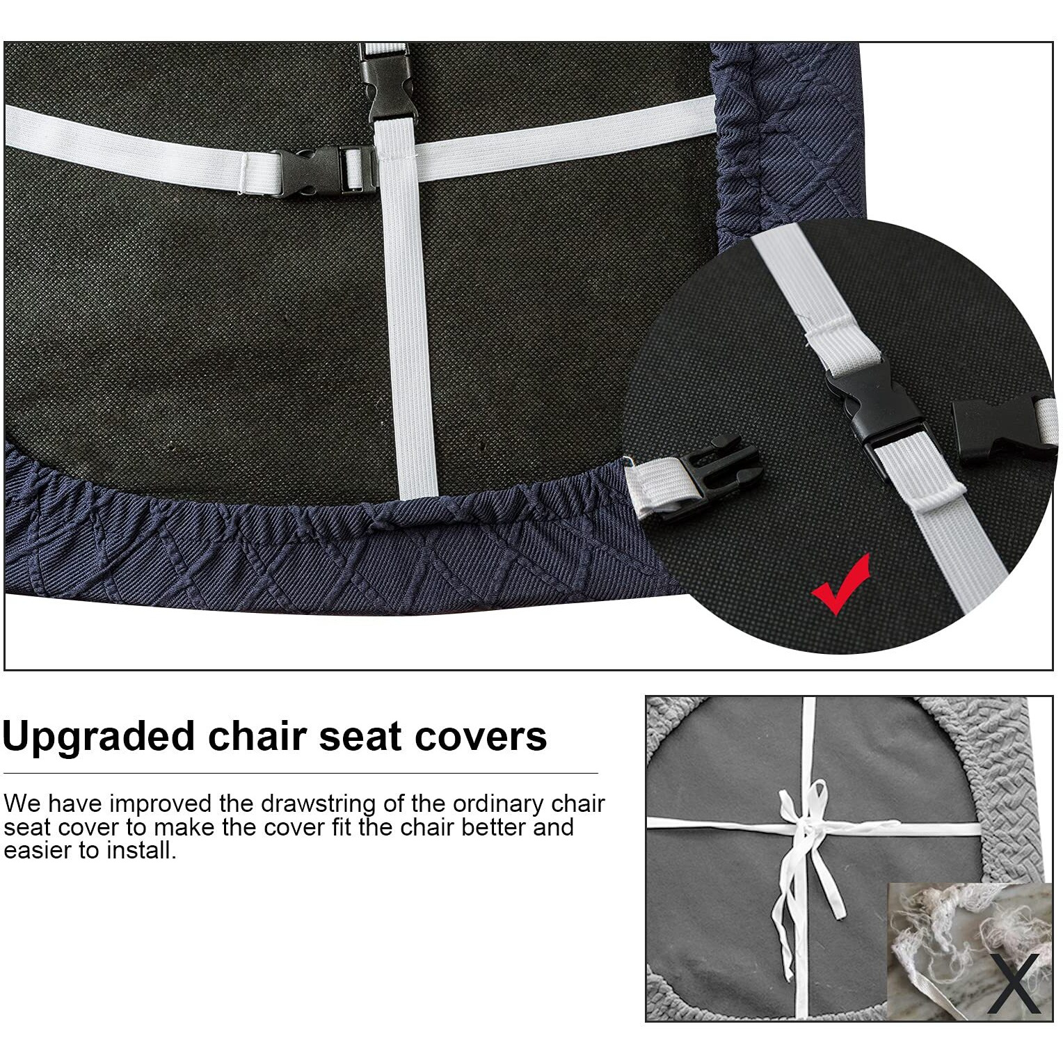 Genina Waterproof Seat Covers For Dining Room Chairs Covers Dining Chair Cover Kitchen Chair Covers (Navy Blue, 4 Pcs)