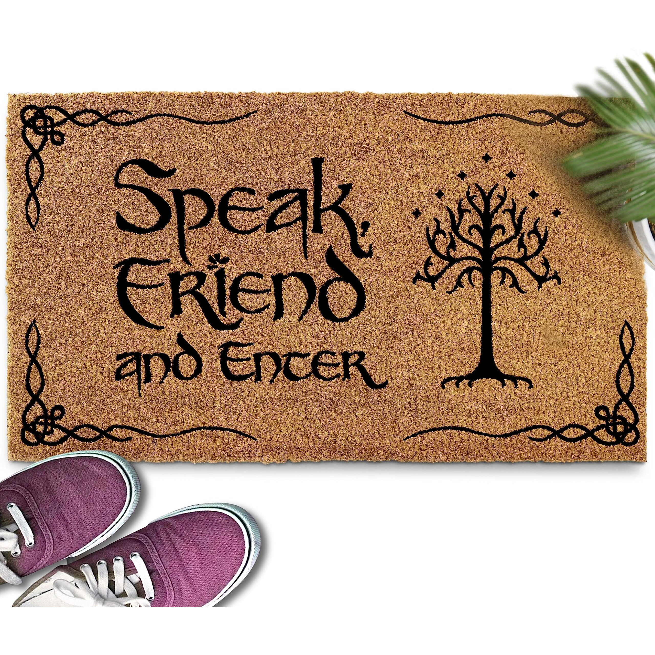 Speak Friend And Enter Doormat 30X17 Inch, The Lord Of The Rings Merchandise Welcome Mat Funny, Speak Friend And Enter Welcome Mat, Lotr Gifts, Lord Of The Rings Decor, Funny Lord Of The Rings Doormat
