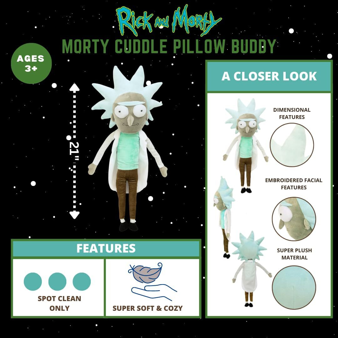 Franco Collectibles Kidult Adult Swim Rick & Morty Super Soft Plush, (100% Officially Licensed Product), Rick The Scientist