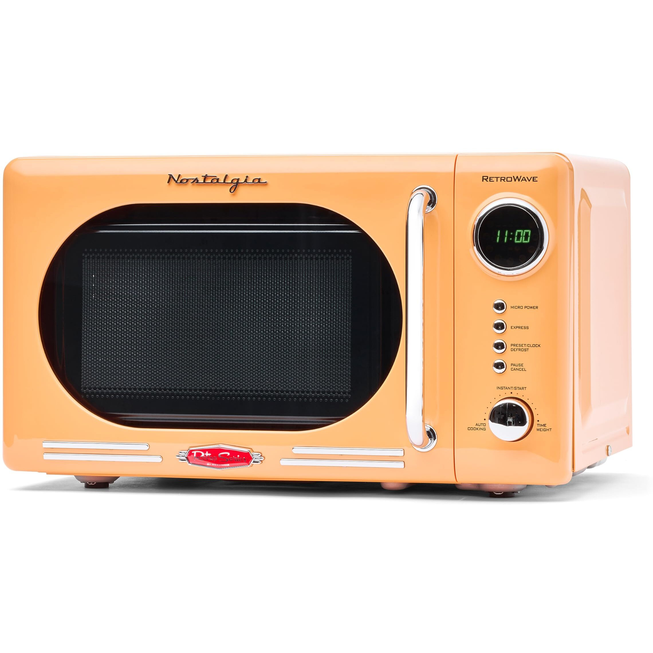 Nostalgia Retro Compact Countertop Microwave Oven - 0.7 Cu. Ft. - 700-Watts With Led Digital Display - Child Lock - Easy Clean Interior - Orange