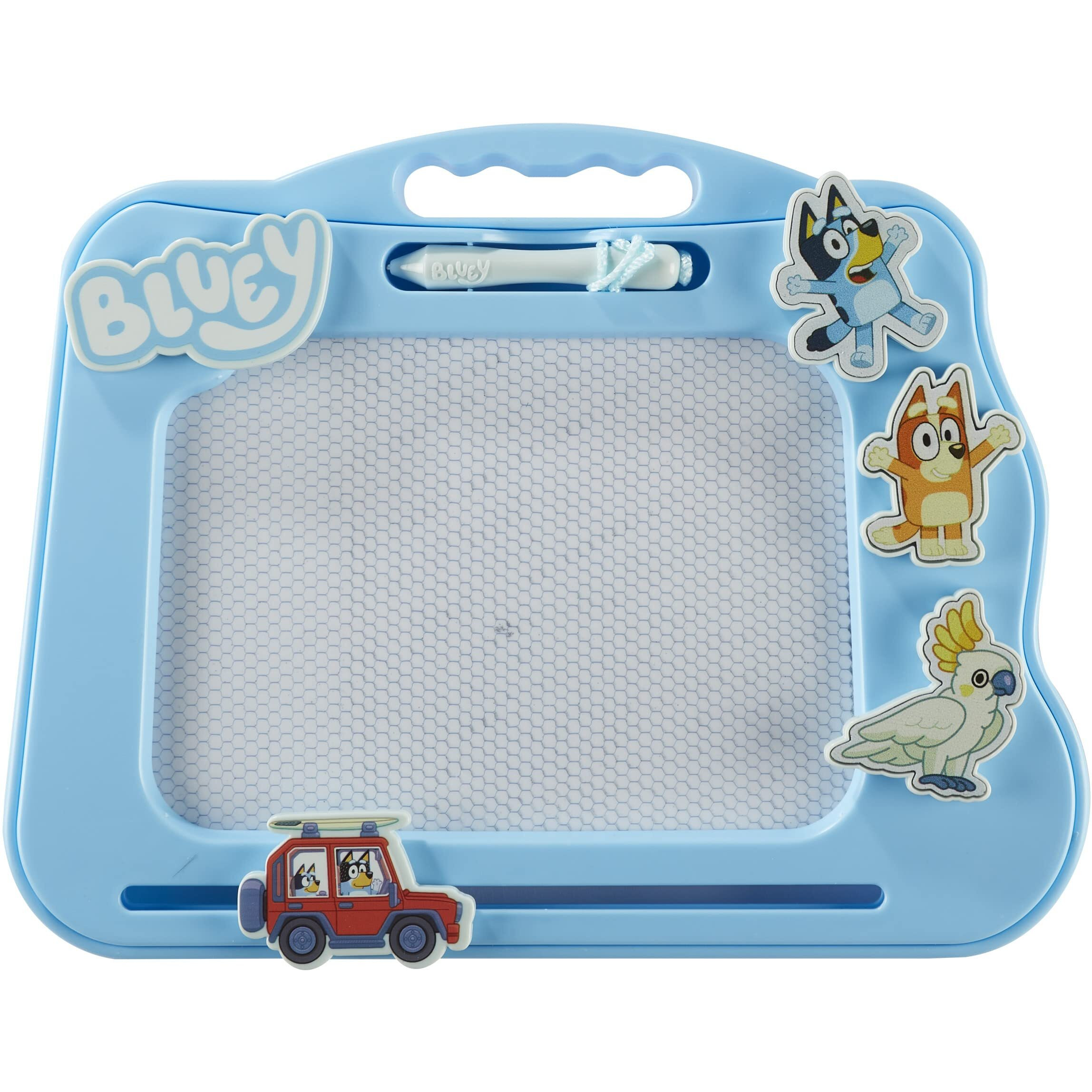 Character Options Bluey Travel Magnetic Scribbler Pad With Pen And 3 Stamps, Draw And Erase With No Mess