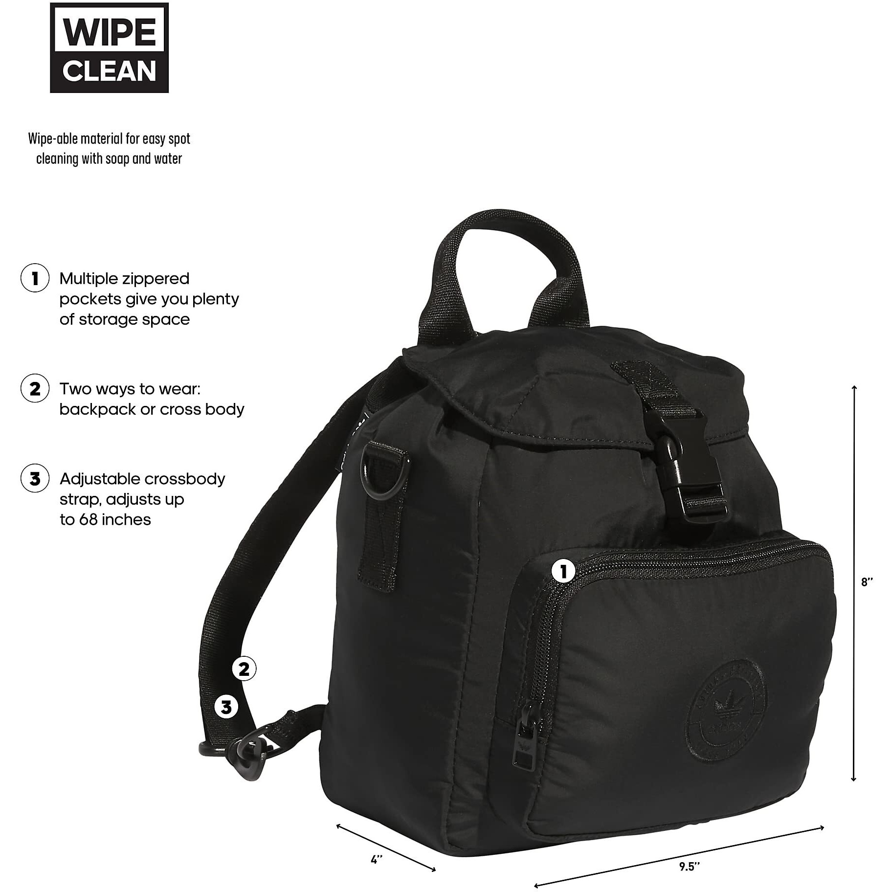 Adidas Originals Micro 3.0 Mini Backpack, Black, One Size