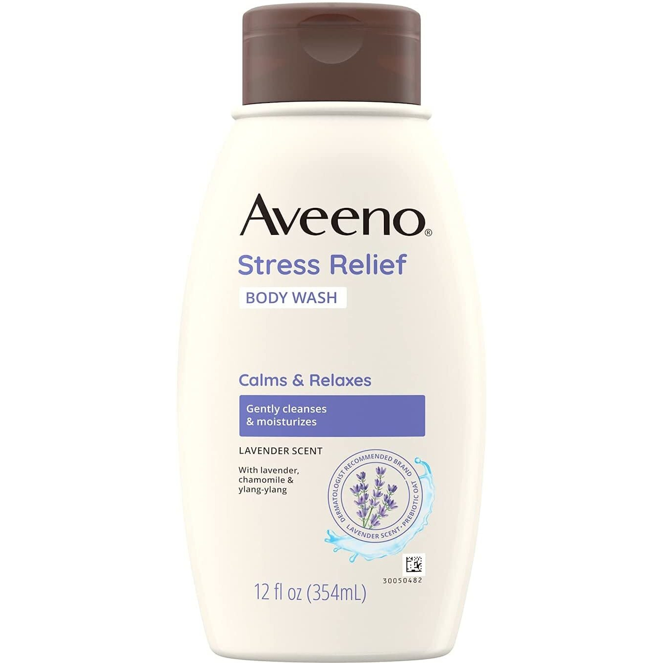 Aveeno Stress Relief Body Wash With Soothing Oat,Lavender, Chamomile & Ylang-Ylang Essential Oils, Hypoallergenic, Dye-Free & Soap-Free Calming Body Wash Gentle On Sensitive Skin, 12 Fl. Oz(Pack Of 2)