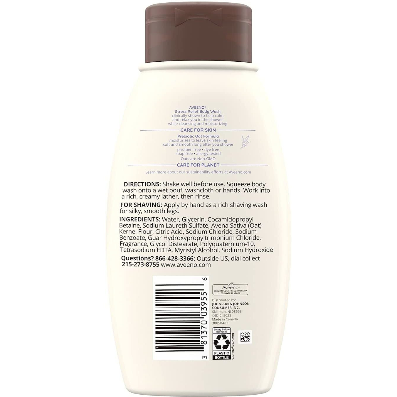 Aveeno Stress Relief Body Wash With Soothing Oat,Lavender, Chamomile & Ylang-Ylang Essential Oils, Hypoallergenic, Dye-Free & Soap-Free Calming Body Wash Gentle On Sensitive Skin, 12 Fl. Oz(Pack Of 2)