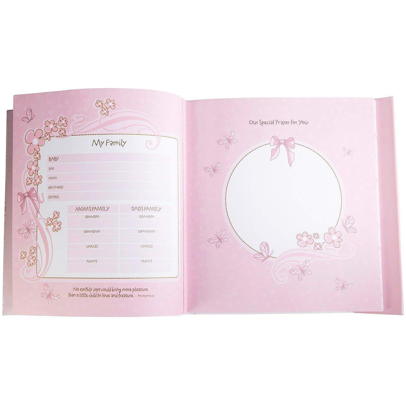 Christian Art Gifts Girl Baby Book Of Memories Pink Keepsake Photo Album | Our Baby Girl Memory Book | Baby Book With Bible Verses, The First Year